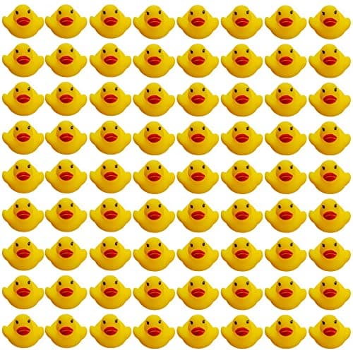 The Twiddlers - 75 Mini Squeaky Rubber Ducks, Small Bath Water Play Toys for Kids Paddling Pool, Games, Party Bags - 3cm x 4cm