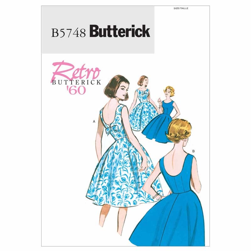 Butterick Sewing Pattern 5748 (A5) - Misses Petite Retro Dress 6-14 5748 6-14