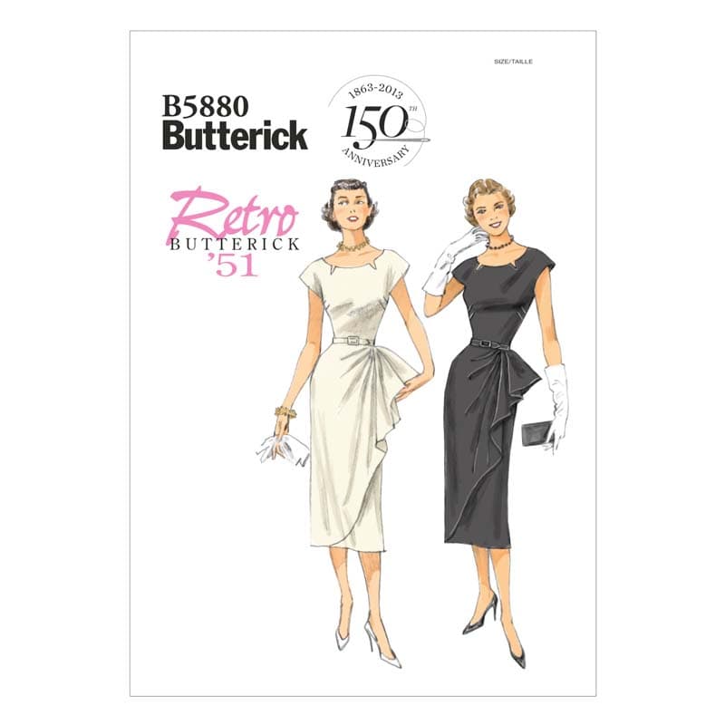 Butterick Sewing Pattern 5880 (E5) - Misses Retro Petite Dress 14-22 5880 14-22