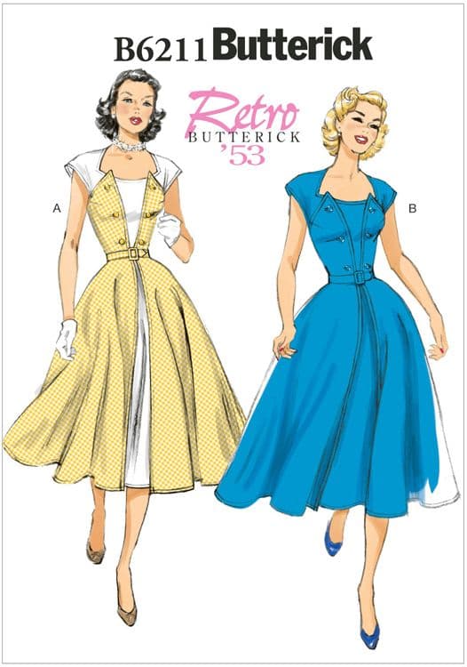 Butterick Sewing Pattern 6211 (A5) - Misses Retro Dress 6-14 6211 6-14
