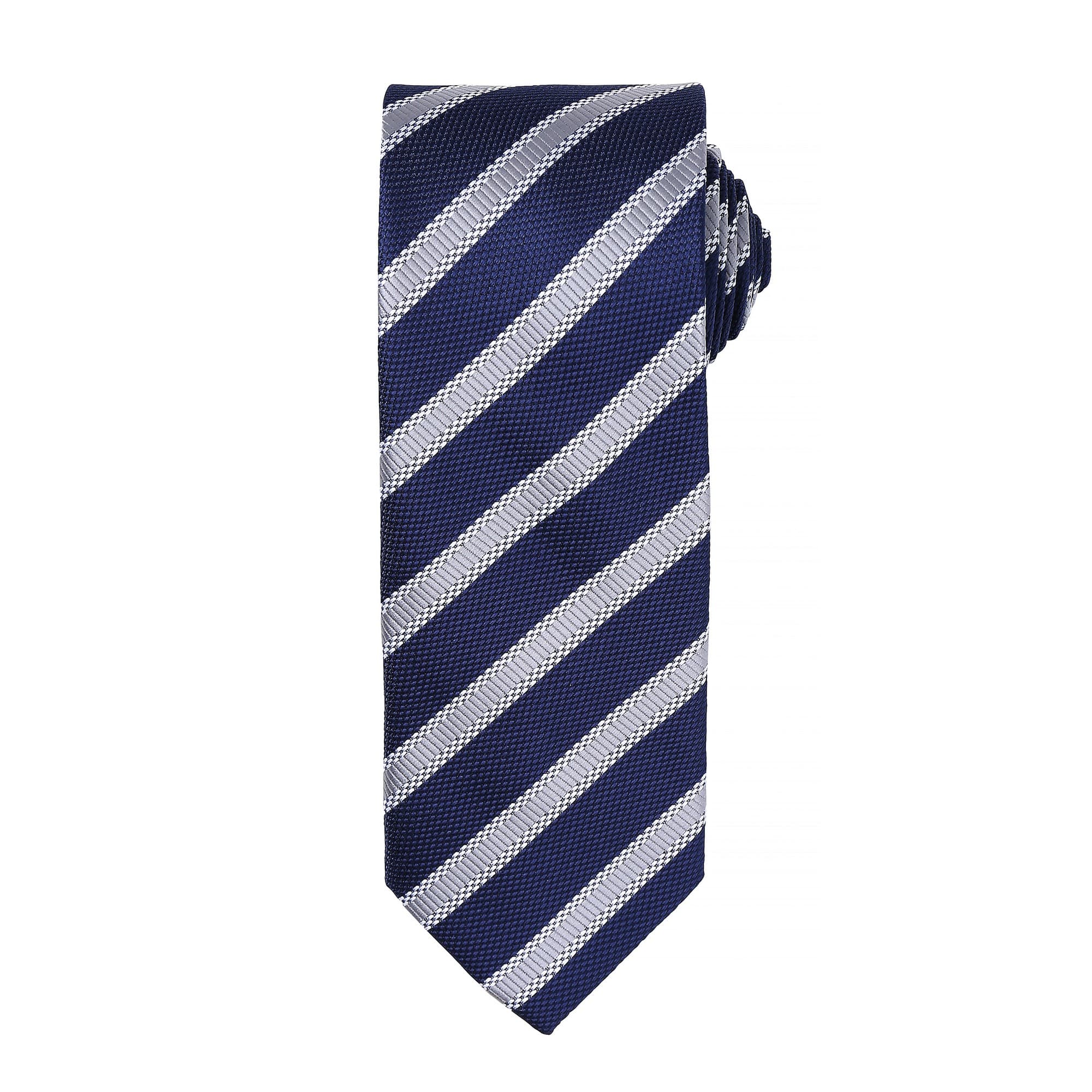 Premier Mens Waffle Stripe Formal Business Tie (navy/silver) - One Size | Premier Sale | Discount Designer Brands