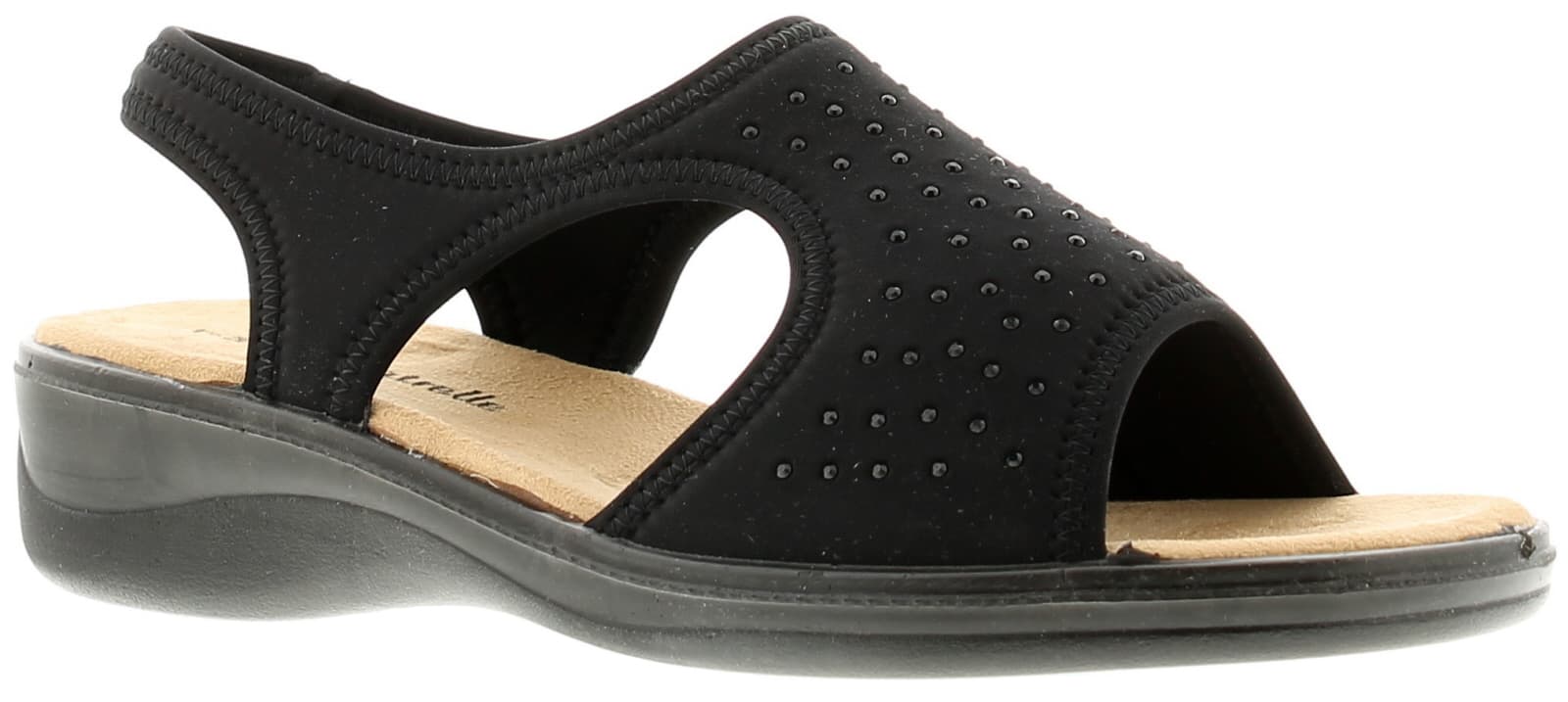 Platino Natrelle Nat Sophia Con Womens Wedge Sandals Black Nylon - Size UK 7