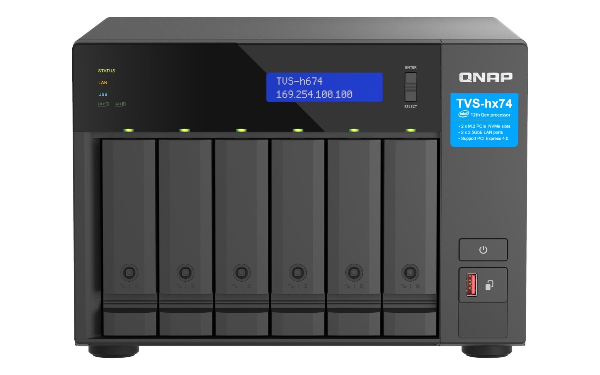 QNAP TVS-h674 NAS Tower Intel® Core™ i3 i3-12100 16 GB DDR4 0 TB QuTS