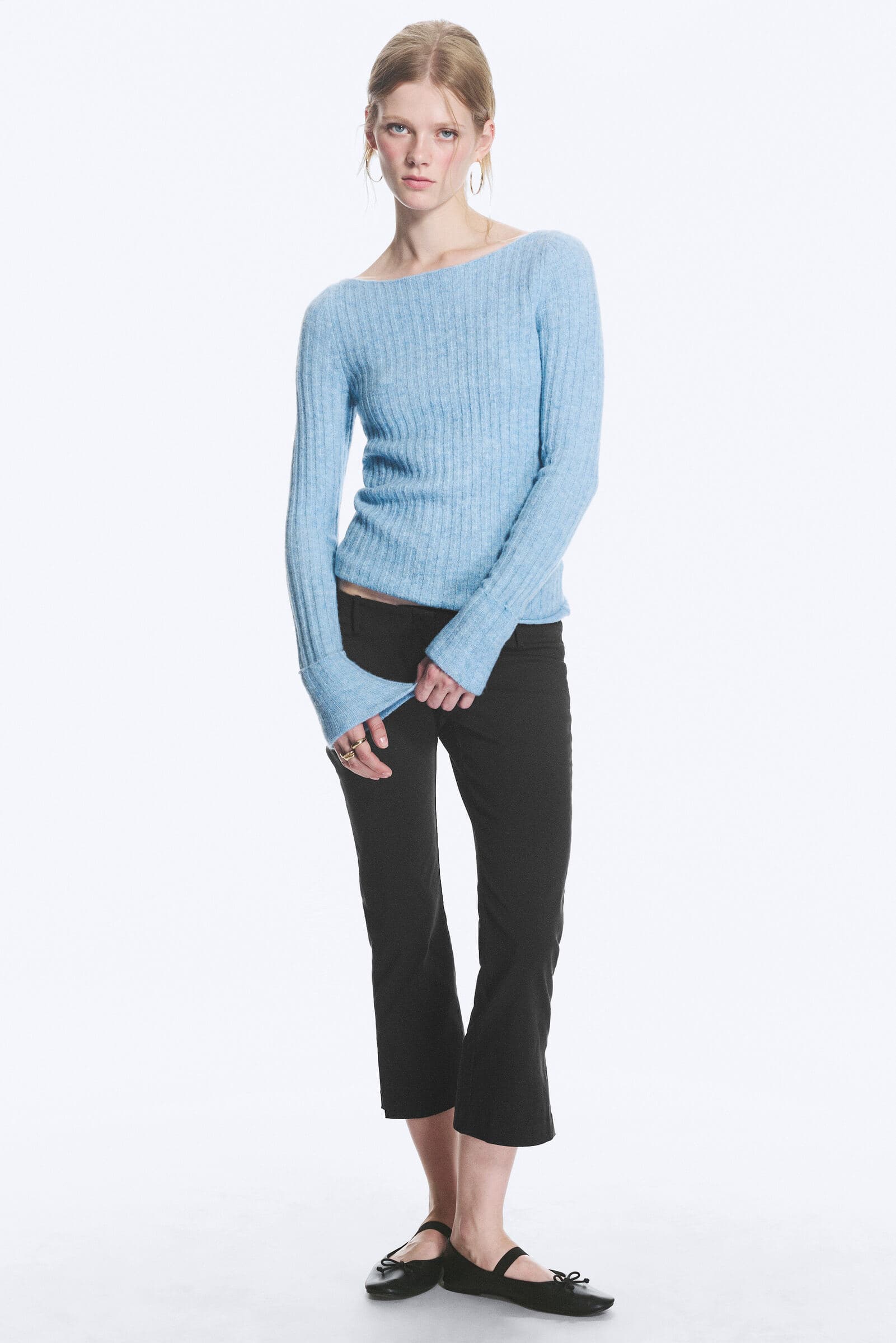 Knitted ribbed sweater