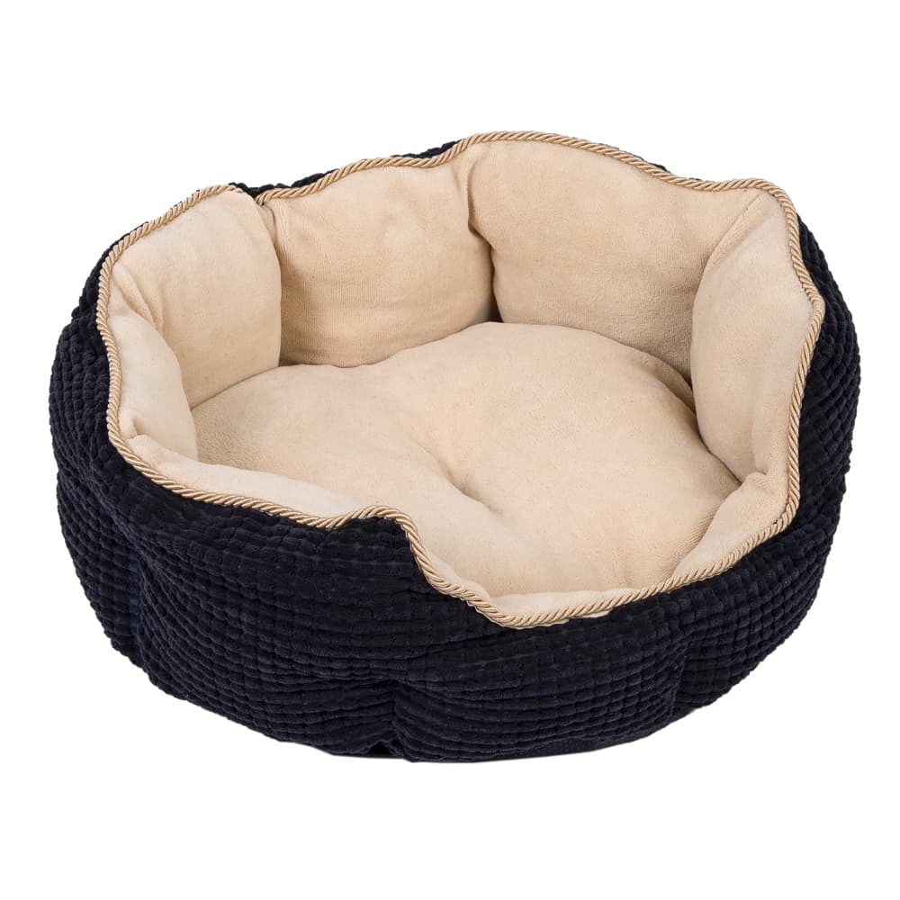 Cosy Kingdom Snuggle Bed - Black / Beige - 60 x 55 x 22cm (L x W x H)