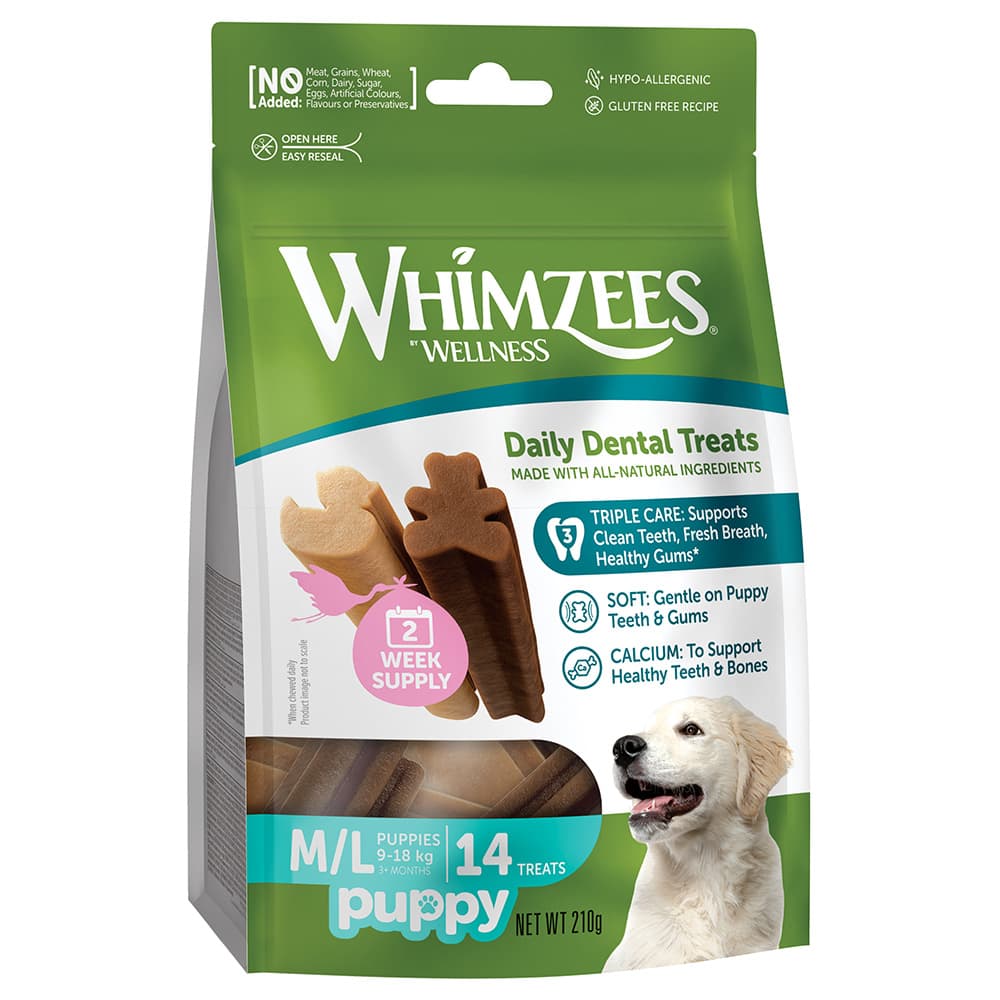 Whimzees by Wellness Sticks for Puppies - Size M/L: for medium and large dogs (9 - 18 kg, 14 Sticks)