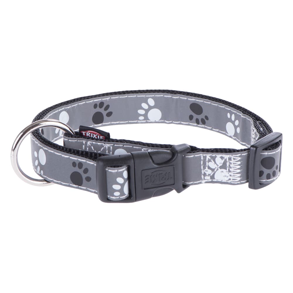Trixie Reflective Paws Dog Collar - Silver - Size M-L