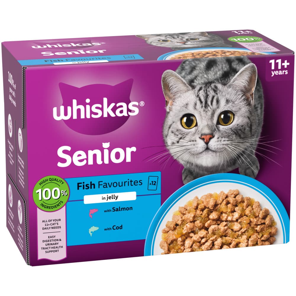 Whiskas 11+ Senior Pouches in Jelly - Fish Favourites in Jelly (48 x 85g)