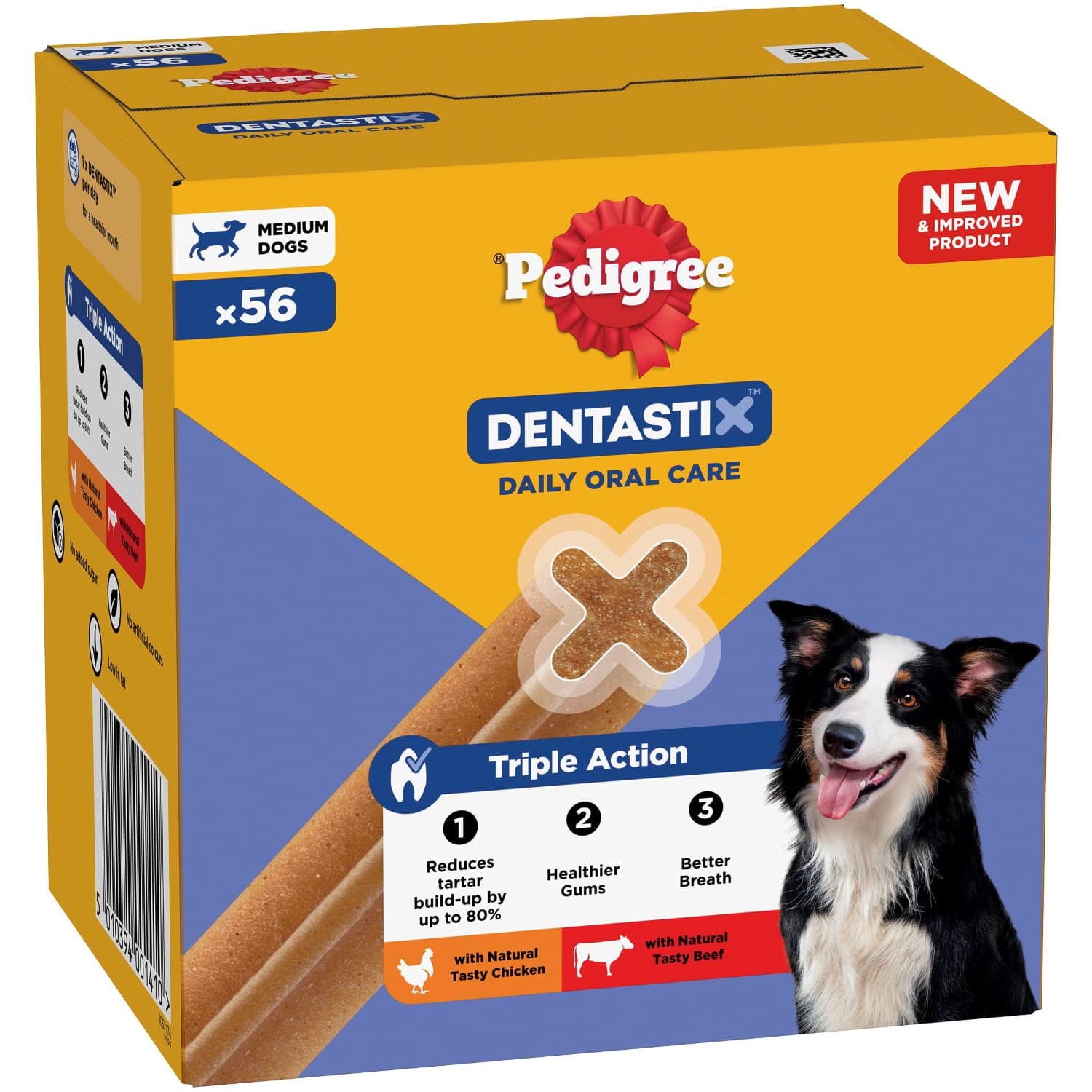 Pedigree Dentastix Daily Dental Sticks for Medium Dogs (10 - 25 kg) - 56 Sticks (Chicken & Beef)