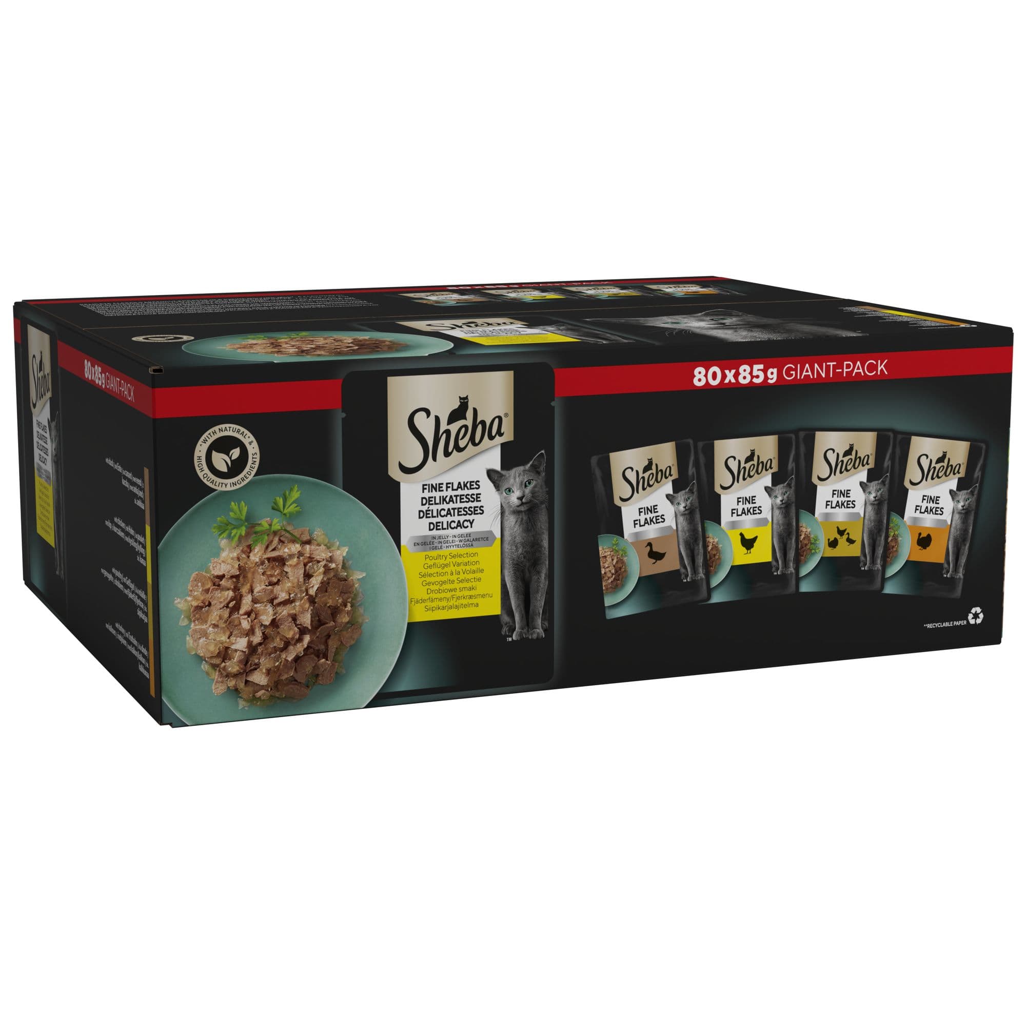 Sheba Pouches Fine Flakes in Jelly - Poultry Selection in Jelly (80 x 85g)