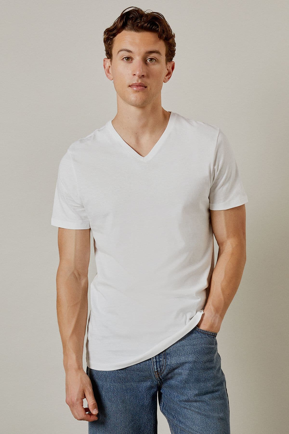 Burton Men's White Plain V Neck T-Shirt | Size: Small