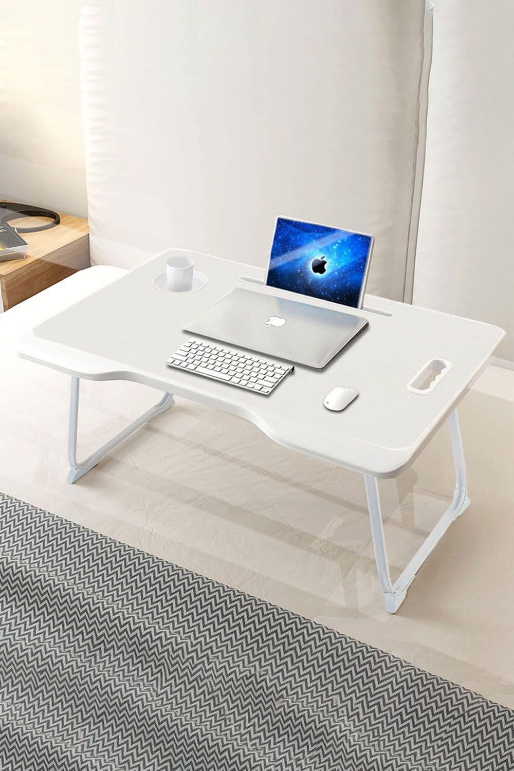 Living and Home Laptop Table Portable Folding Computer Notebook Desk Office Stand in White