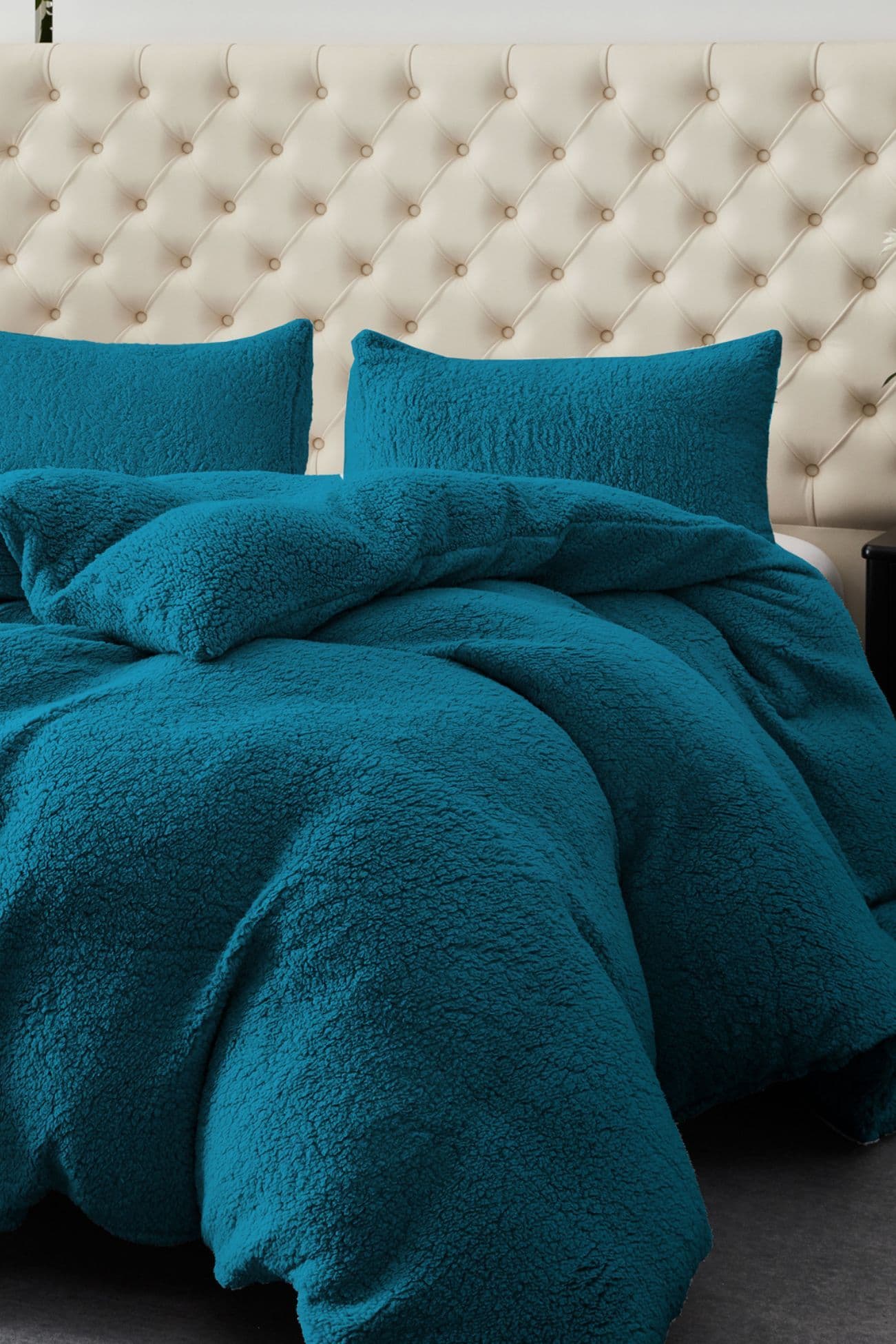 Ezysleep Winter Warm Soft Teddy Fleece Duvet Set in Teal | Size: Double