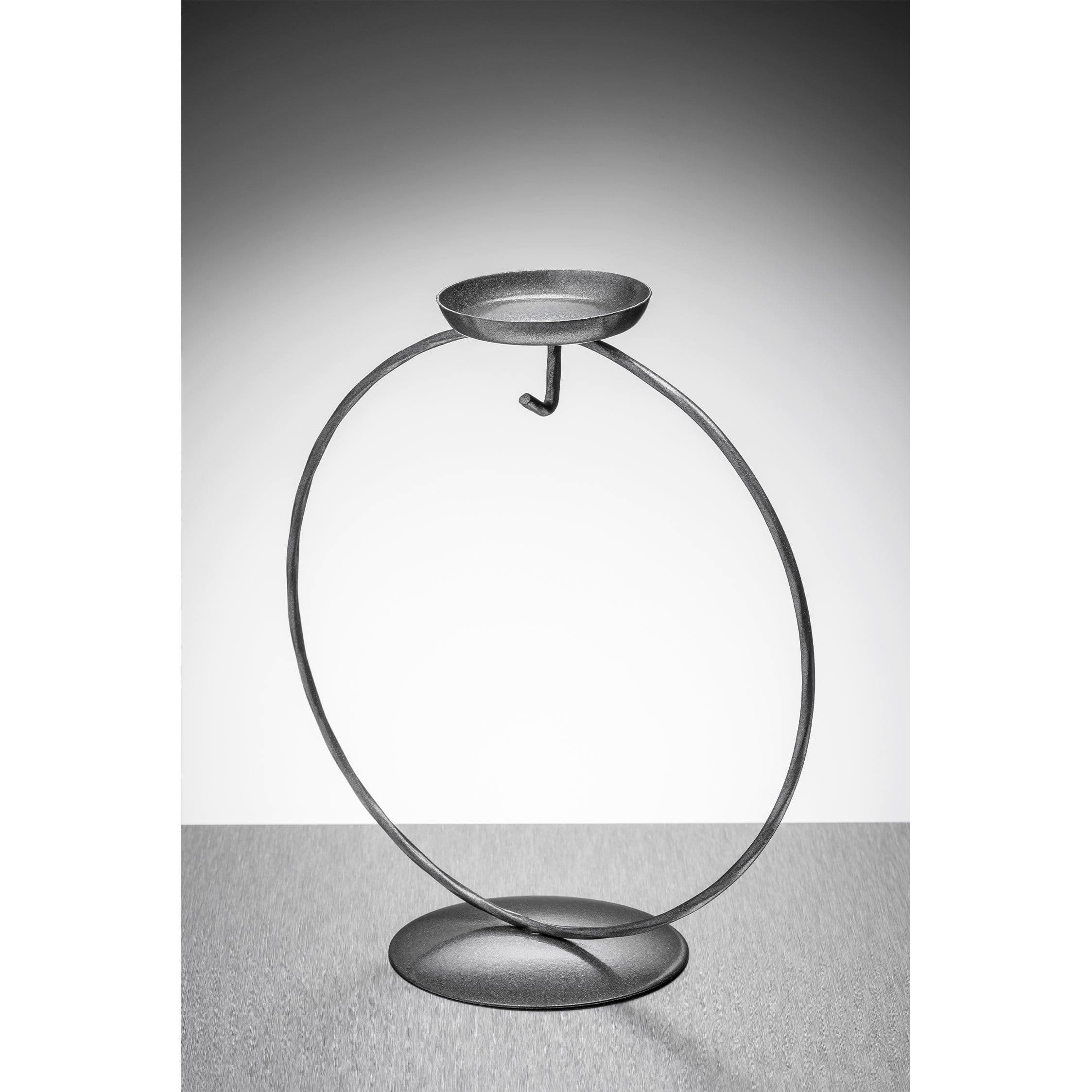 Sienna Glass Circular Metal Ornament Stand with Tea Light Holder Silver