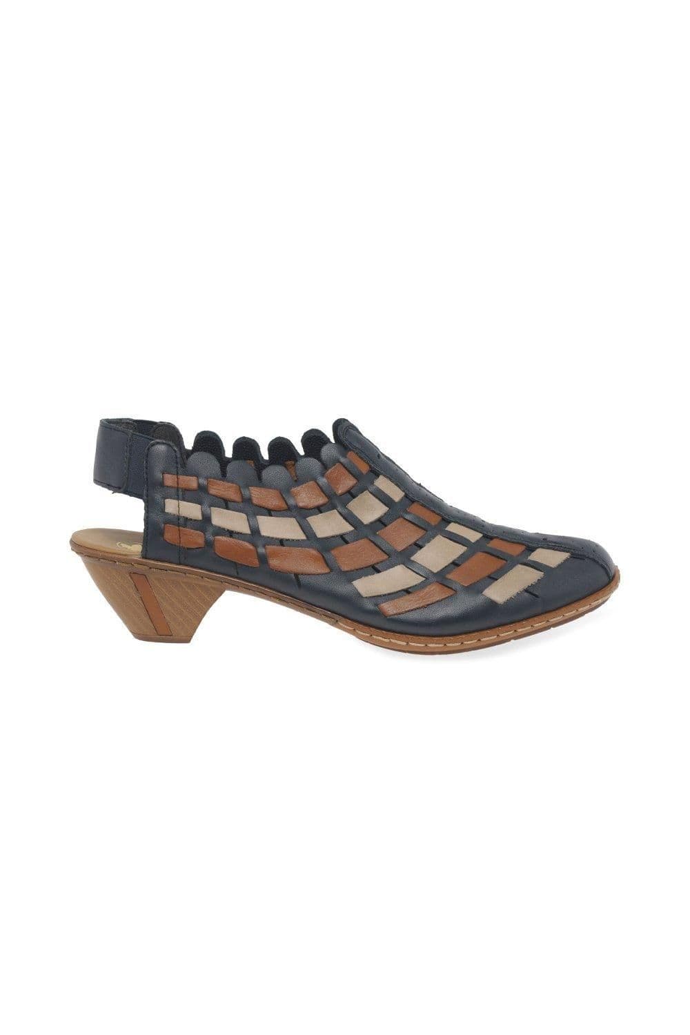 Rieker Women's 'Sina' Woven Heeled Shoes in Navy | Size: 6.5