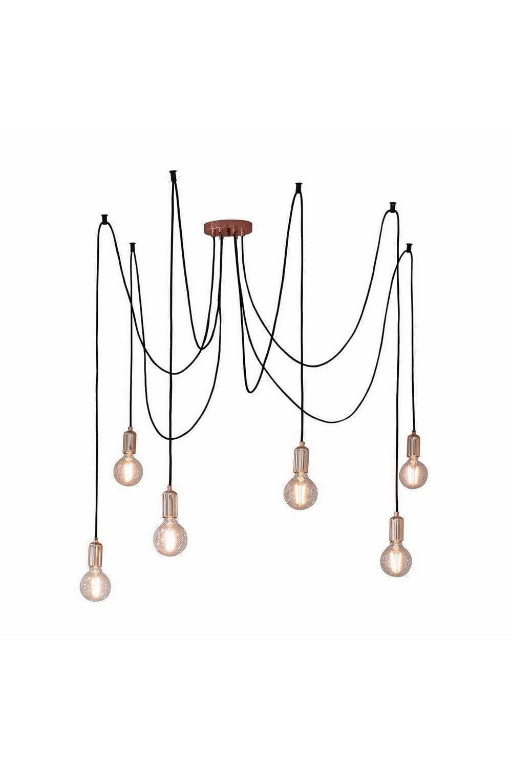 Netlighting Studio 6 Light Cluster Pendant Copper Plate E27 in Brown