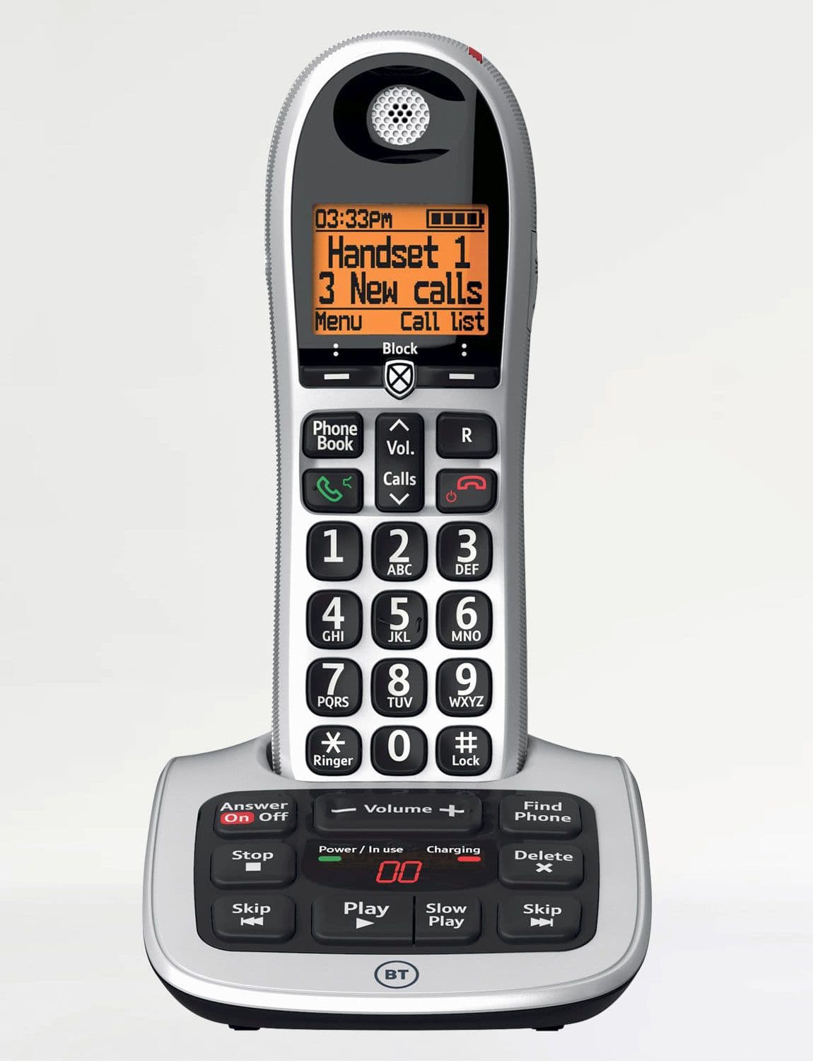 BT Big Button Cordless Phone Single in Silver