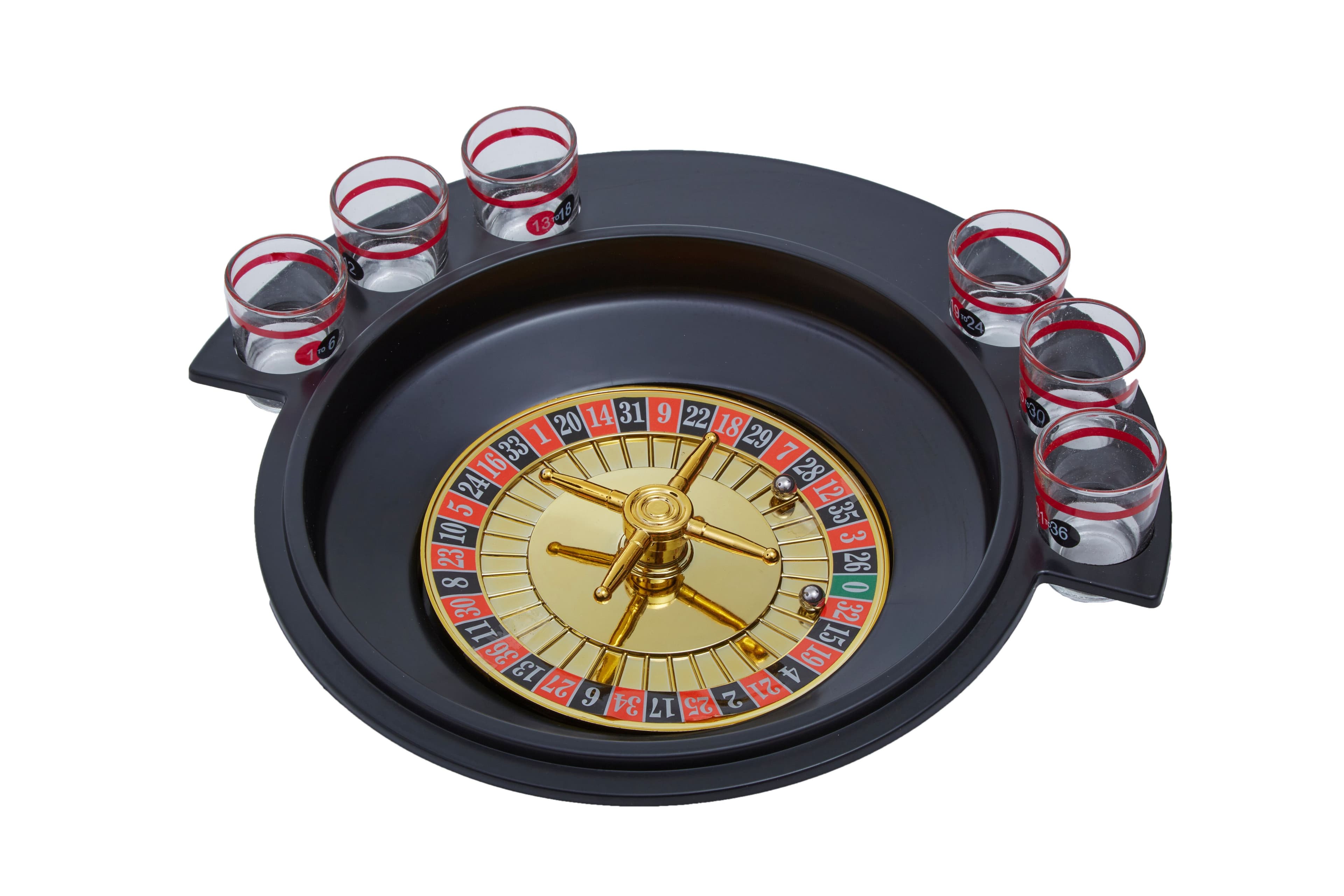 Orsina Fun Roulette 6 Glass Lucky Shot Drinking Game, Functional Drinking Roulette Game, Portable Drinking Game