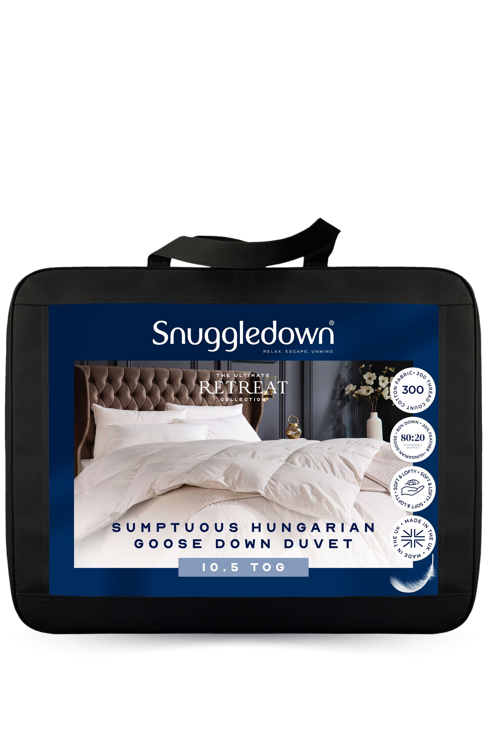 Snuggledown Retreat Hungarian Goose Down 10.5 All Year Round Tog Duvet in White | Size: Single