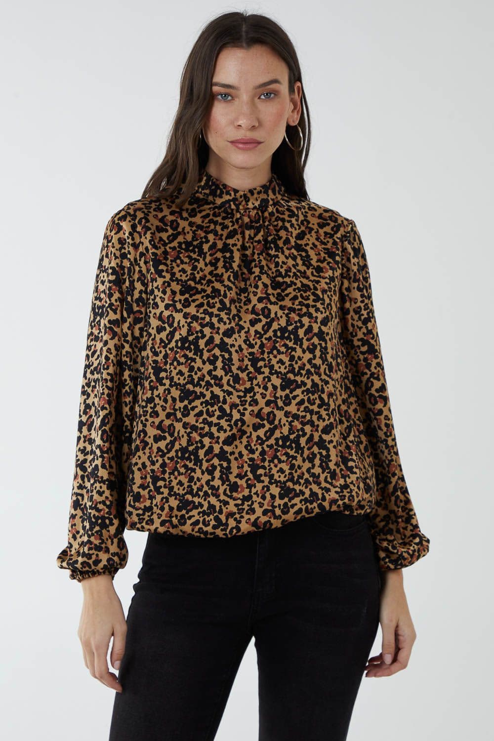 Blue Vanilla Women's Satin Blouson Top in Brown | Size: Small