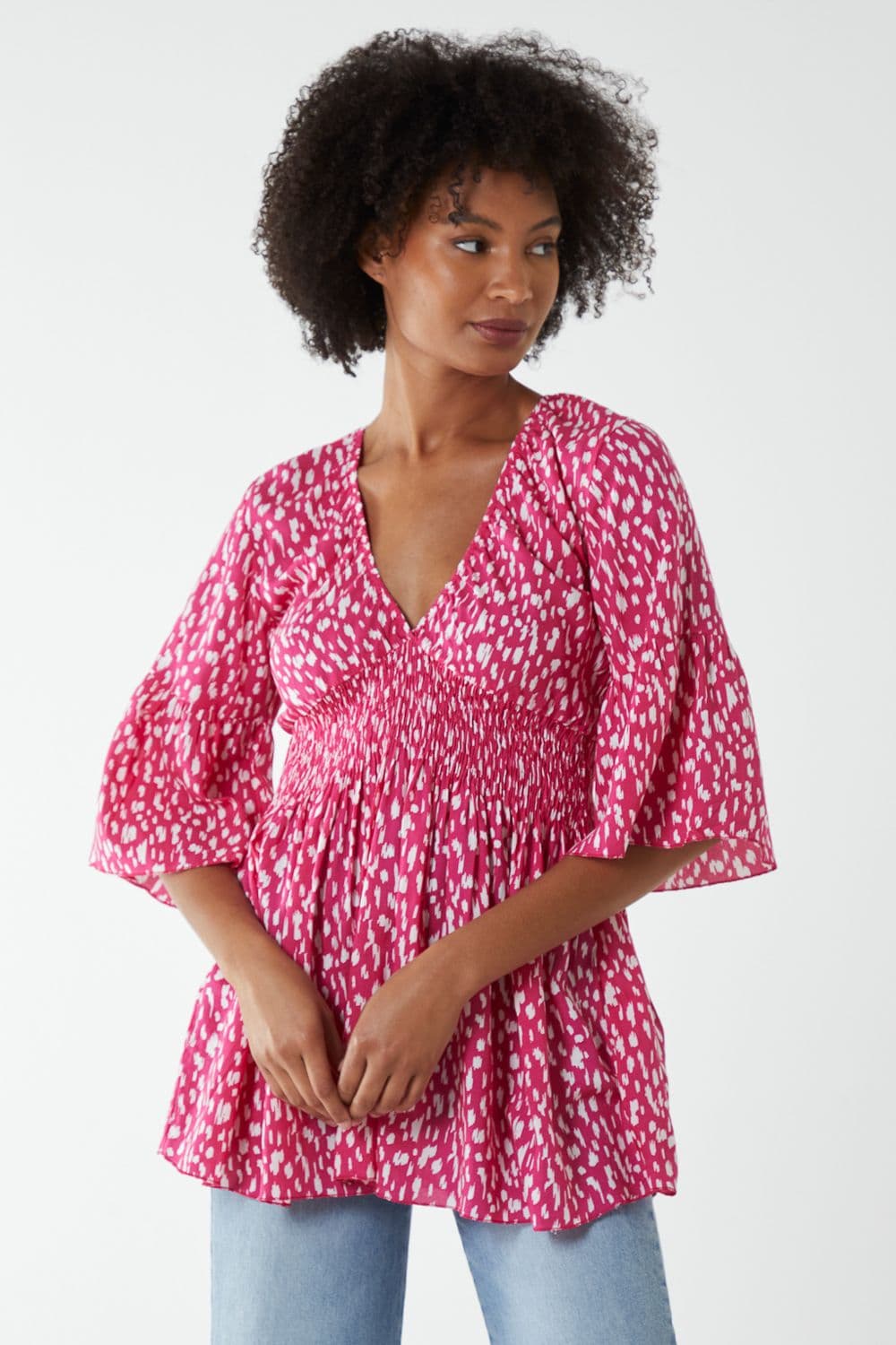 Blue Vanilla Women's Shirred Bust Top in Pink | Size: Small