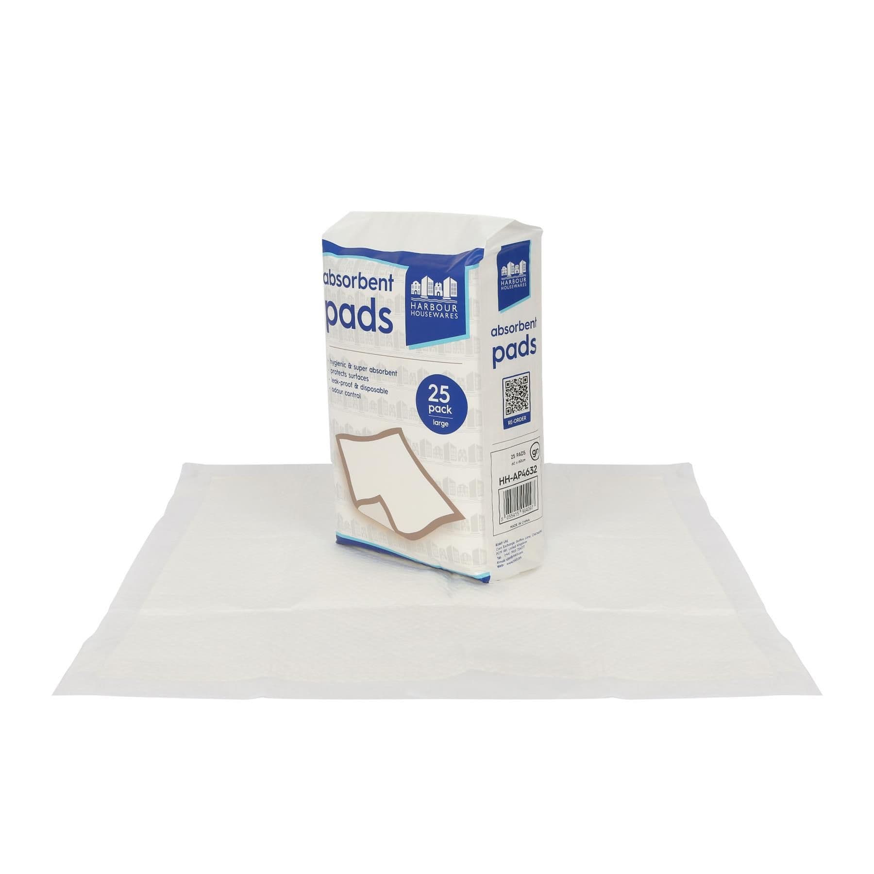 Harbour Housewares Large Disposable Incontinence Bed Pads - 60cm x 60cm - 25x Waterproof Absorbent Mattress Wetting Protector Sheets