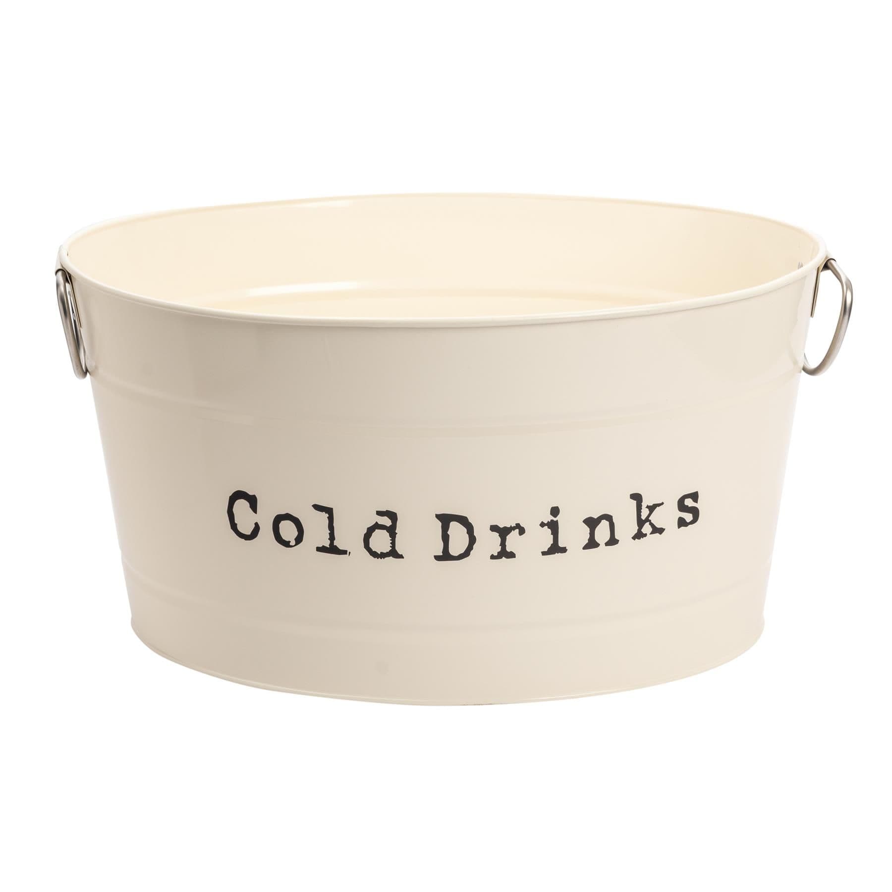 Harbour Housewares Large Drinks Bucket - Vintage Metal Bar Cooler Bucket Drinks Cooling Tin in Cream