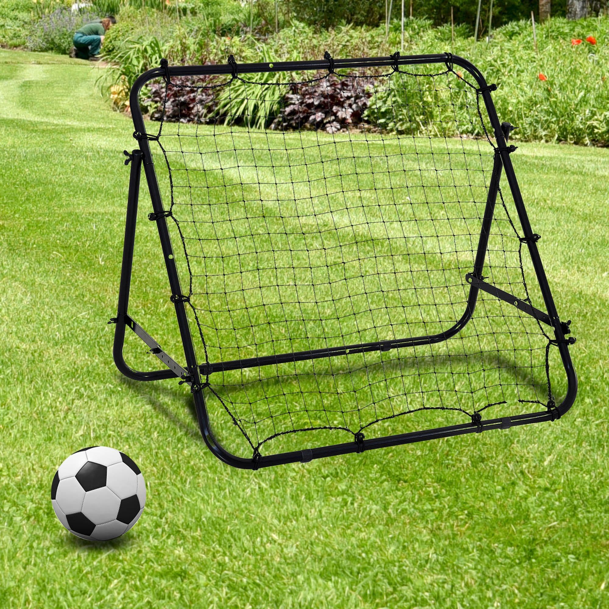 HOMCOM Rebounder Net Kids Adults Football Training Aid Adjustable in Black