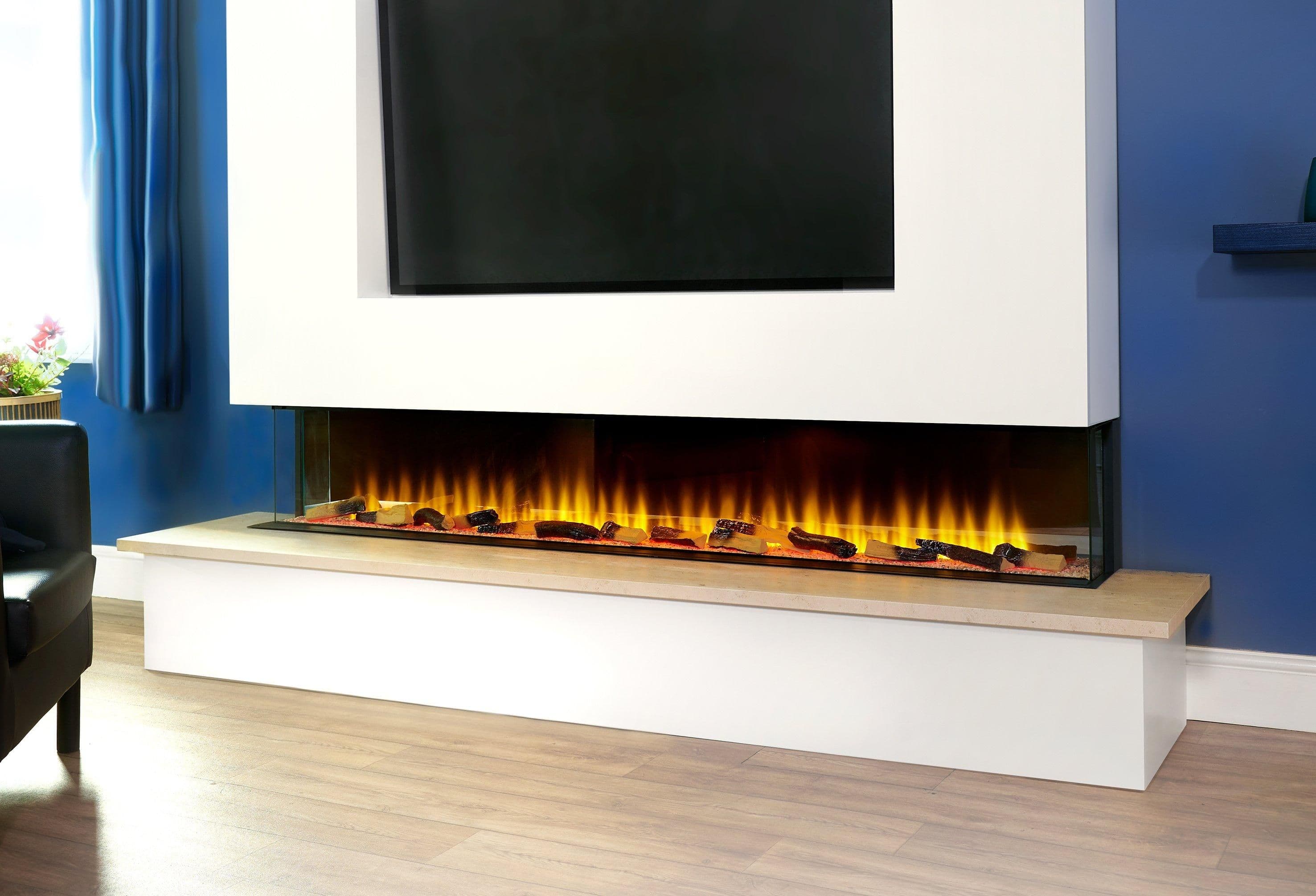 Adam Fires & Fireplaces Adam Sahara Panoramic Media Wall Electric Fire, 81 Inch in Black