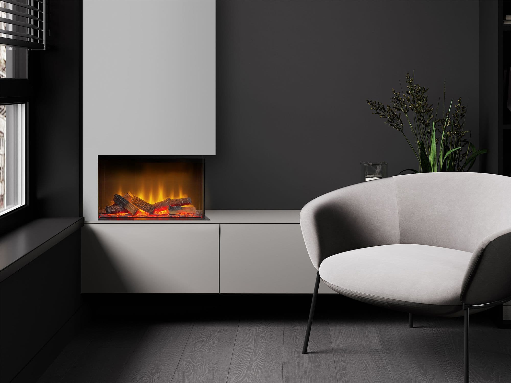 Acantha Fires & Fireplaces Acantha Aspire 50 Corner View Media Wall Electric fire in Black