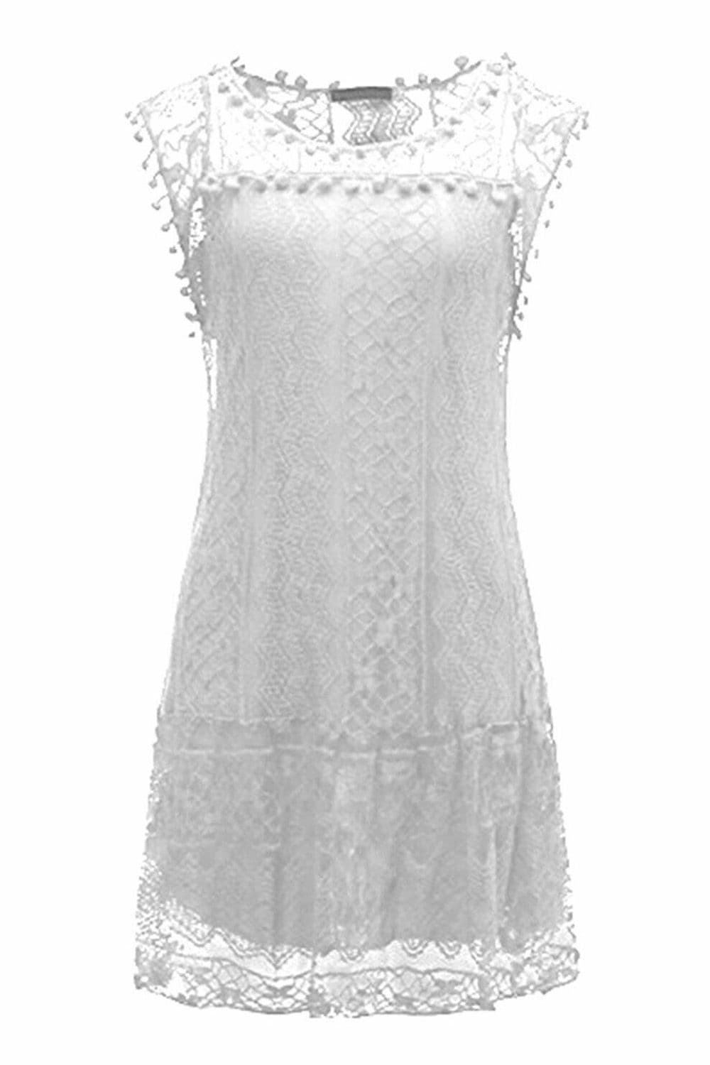 AQUARIUS Women's Mini Lace Summer Sleeveless Casual Dress, White | Size: Medium