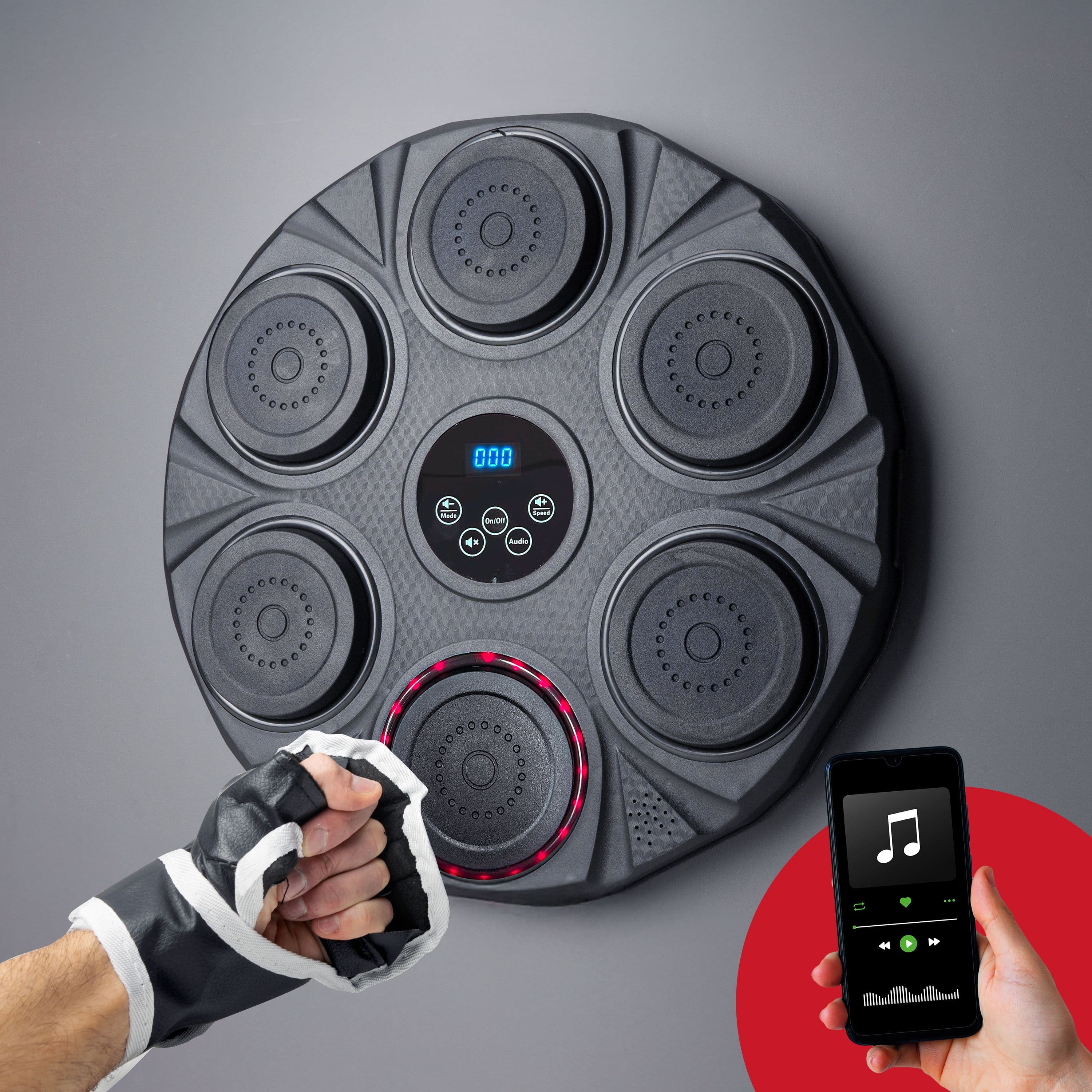 Menkind #Winning LED Punch Pad - Interactive Fitness Fun With Stylish Boxing Gloves in Black