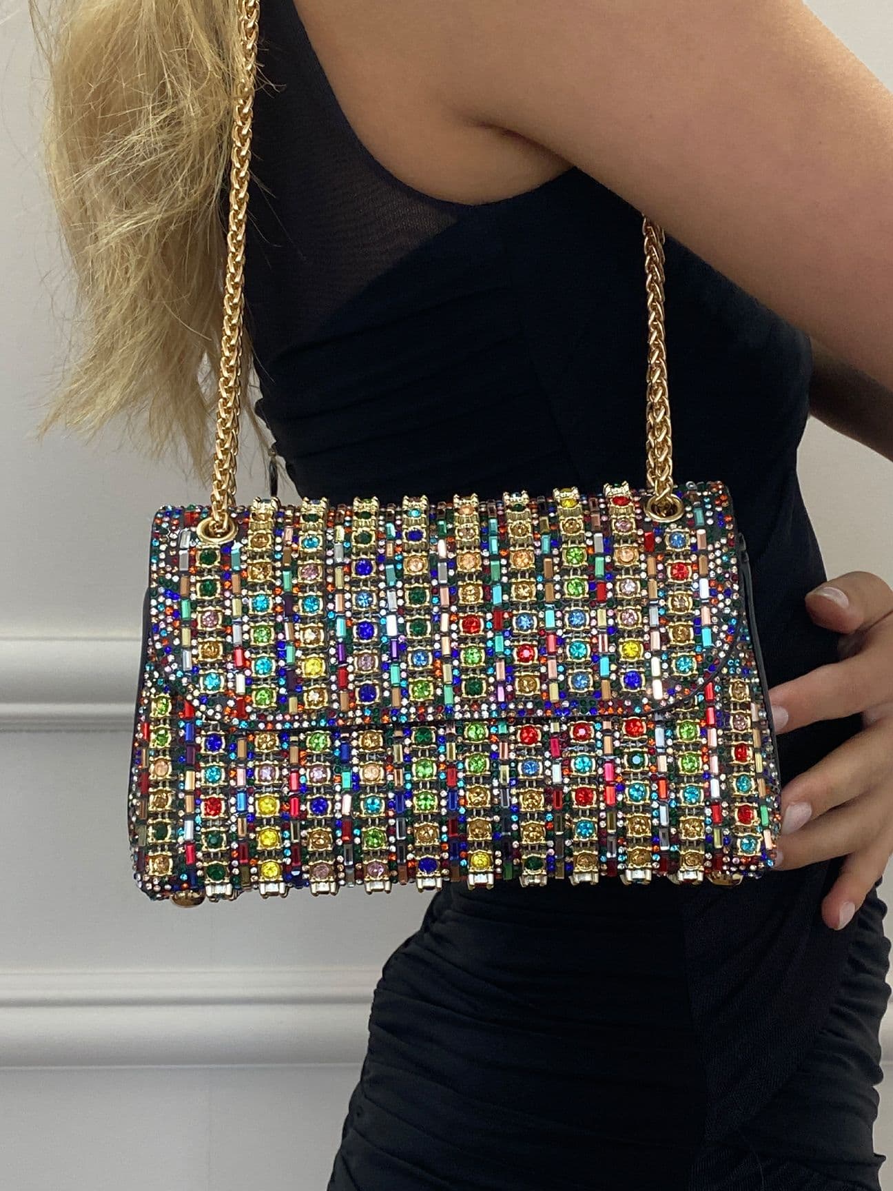SVNX Women's Multicolour Embellished Shoulder Bag