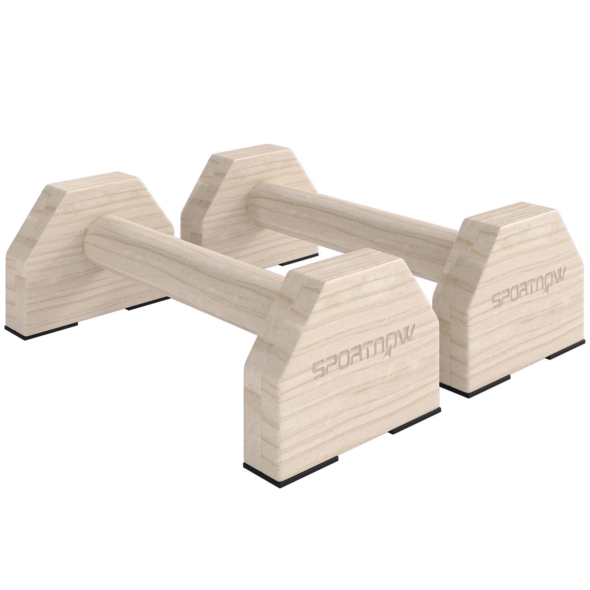 SPORTNOW Wooden Parallettes Push Up Bars Calisthenics Equipment for Home Gym in Natural