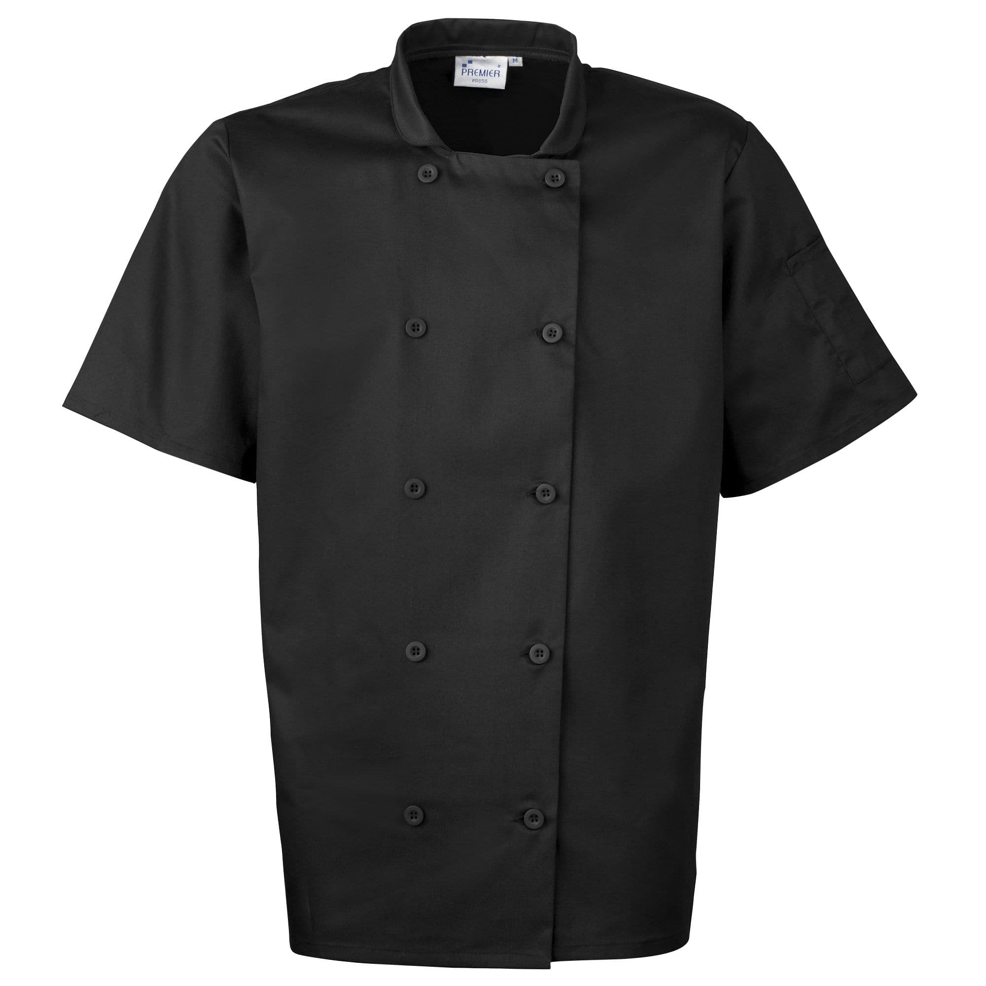 Premier Men's Short Sleeved Chefs Jacket Workwear Pack of 2 in Black | Size: 4XL