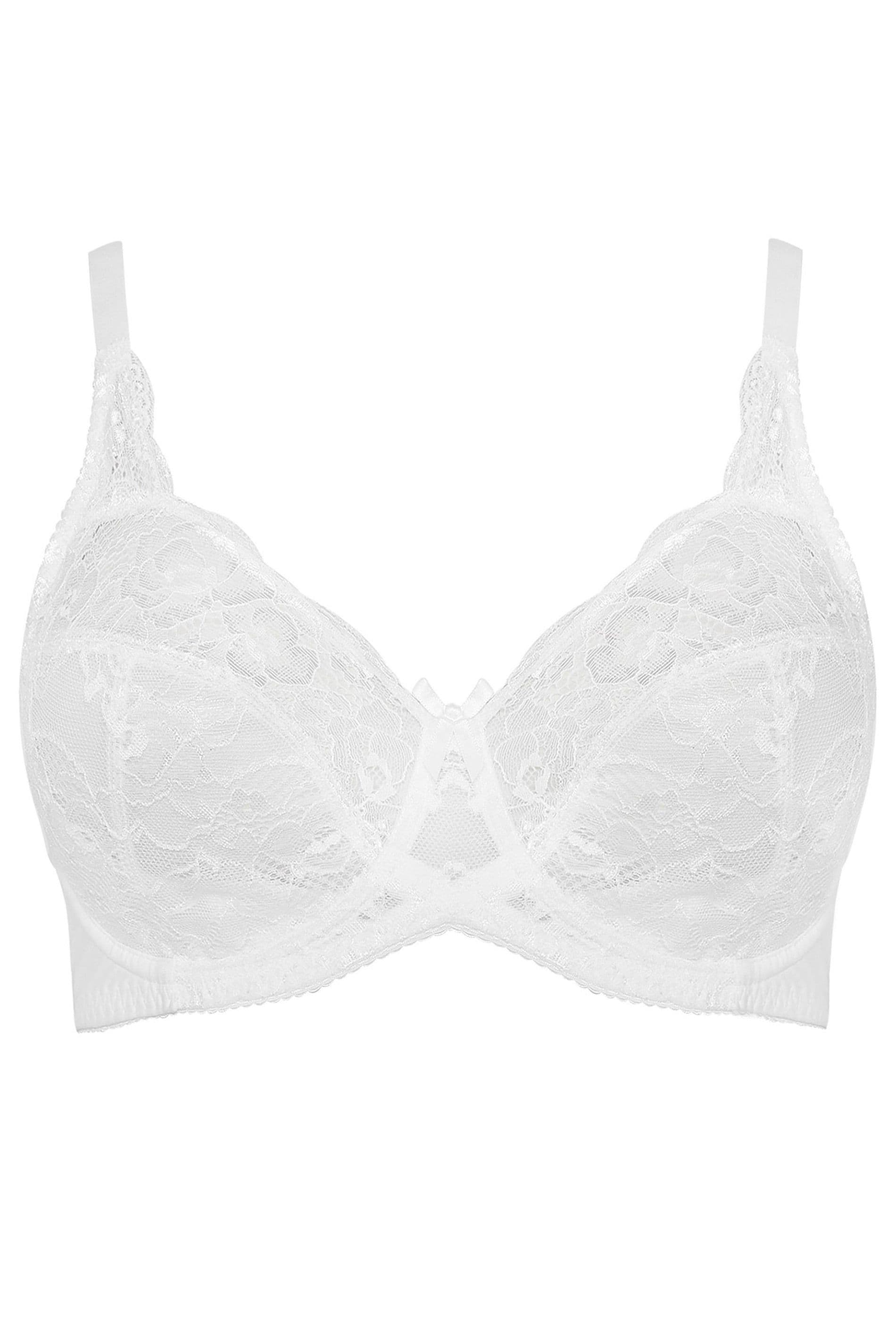 Yours Women's Stretch Lace Non-Padded Underwired Bra in White | Size: 40DD