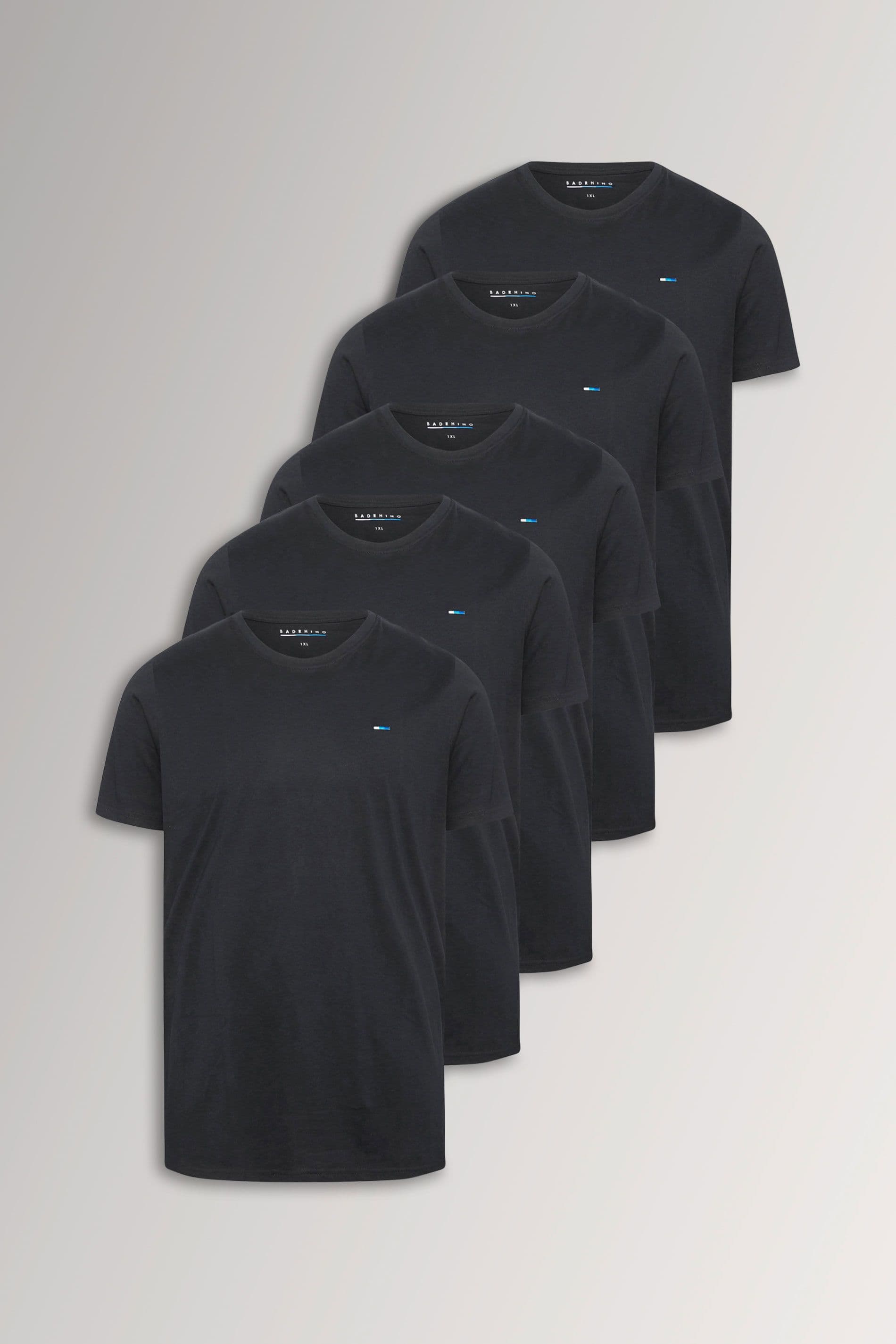 BadRhino Men's 5 Pack Core T-Shirts in Black | Size: 1XL