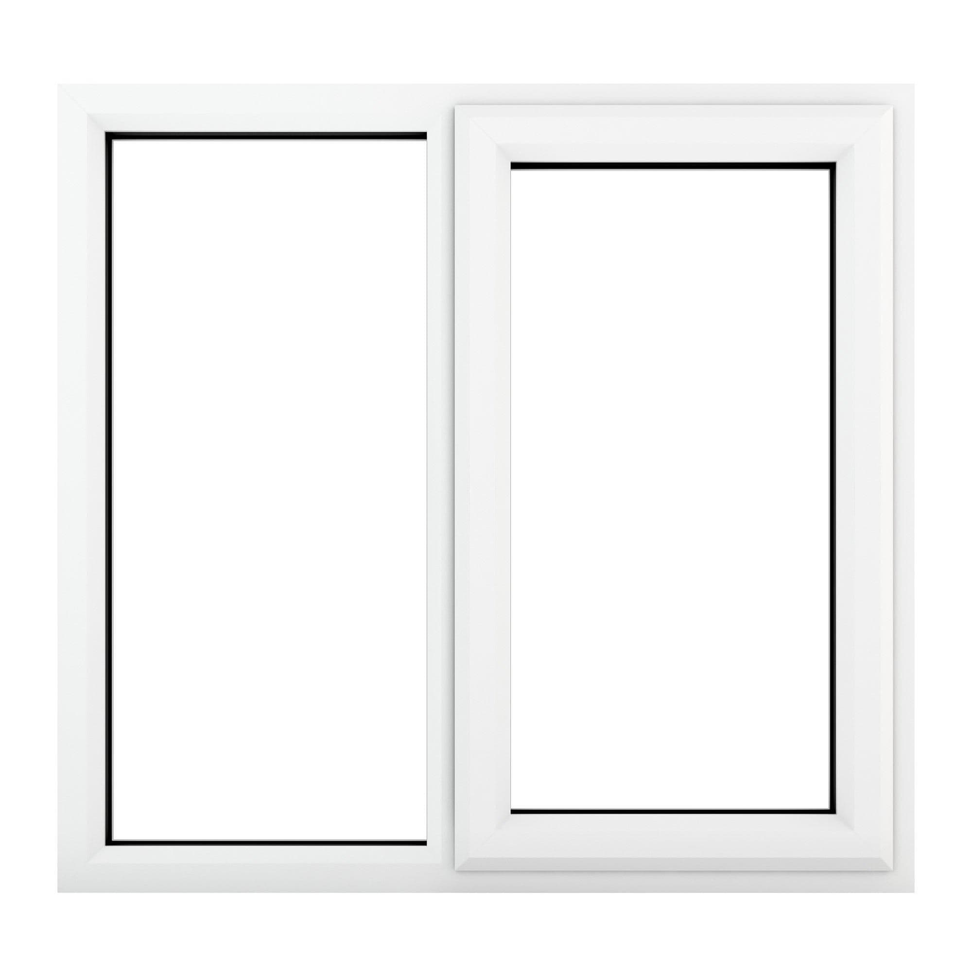Crystal Direct Right Hand Side Hung Next to a Fixed Light Window Clear Glass in White | Size: 1190mm x 1190mm