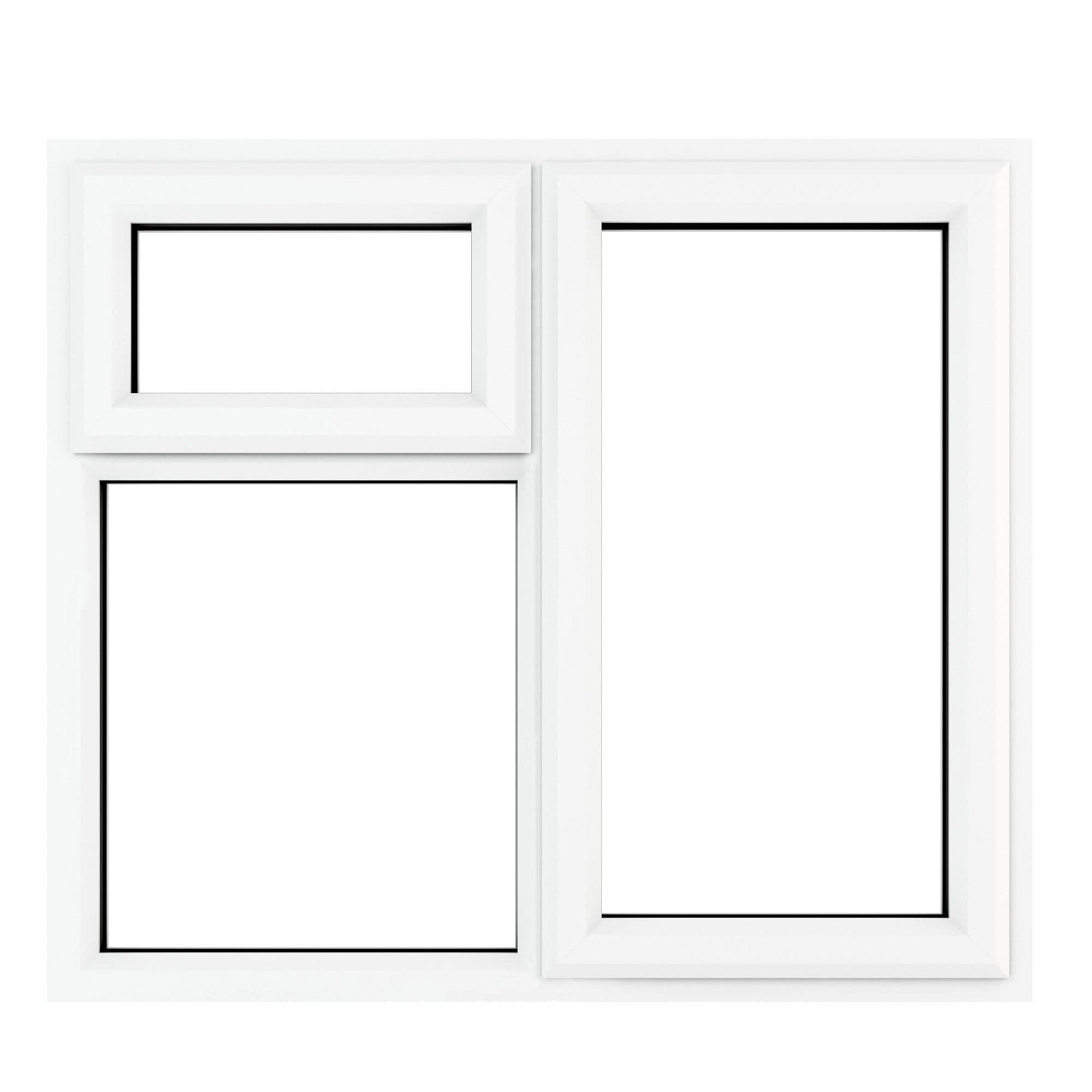 Crystal Direct Right Hand Side Hung Next to a Top Opener Window Clear Glass in White | Size: 1190mm x 965mm