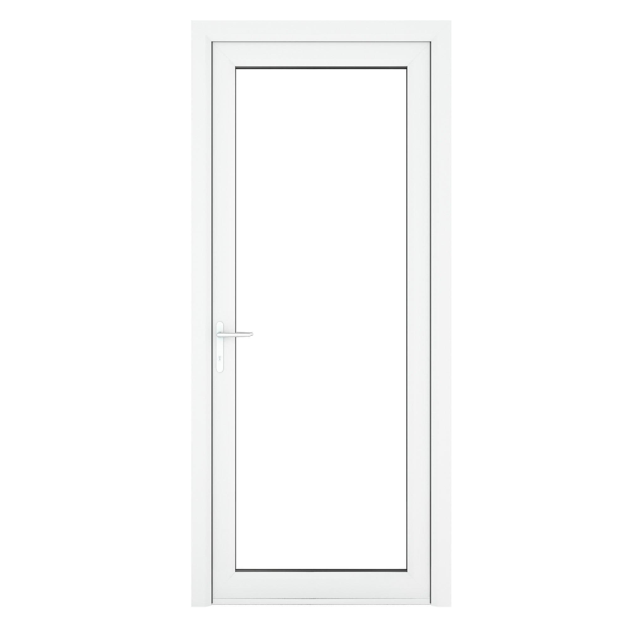 Crystal Direct Crystal uPVC Single Door Full Glass Right hand Clear in White | Size: 890mm x 2090mm