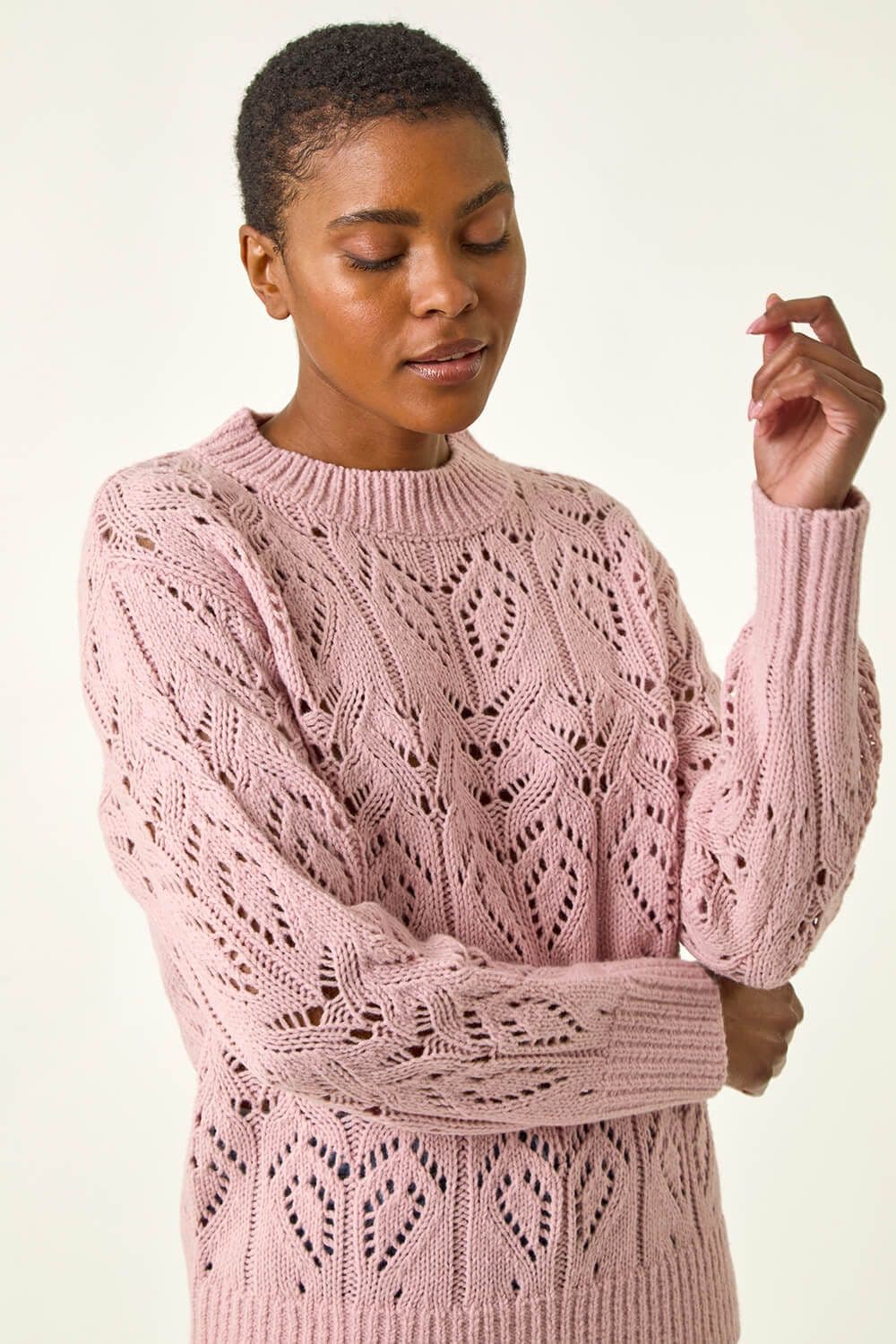 Roman Women's Chevy Knit Jumper in Light Pink | Size: 12