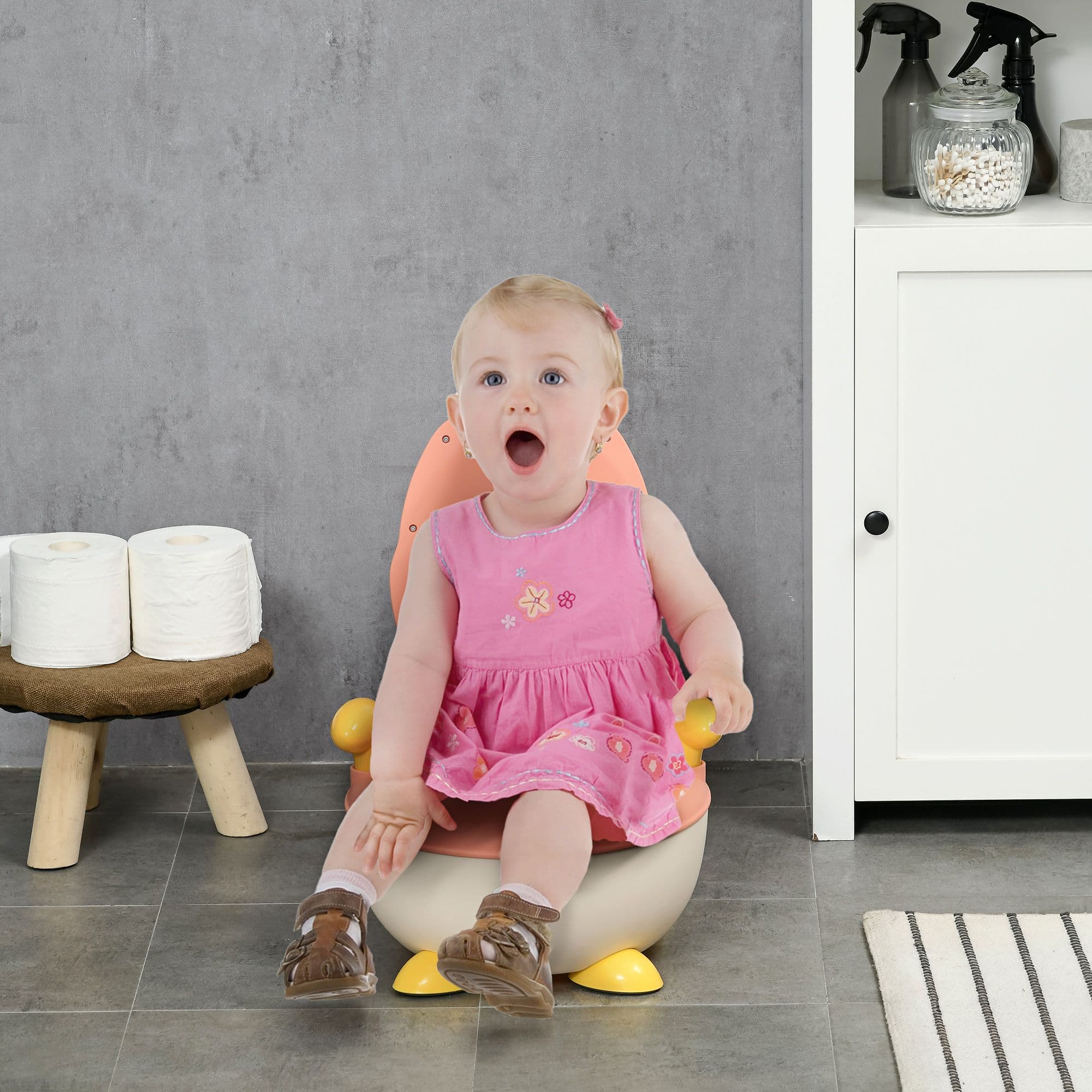 ZONEKIZ Infant Potty Training Toilet with Splash Guard in Pink