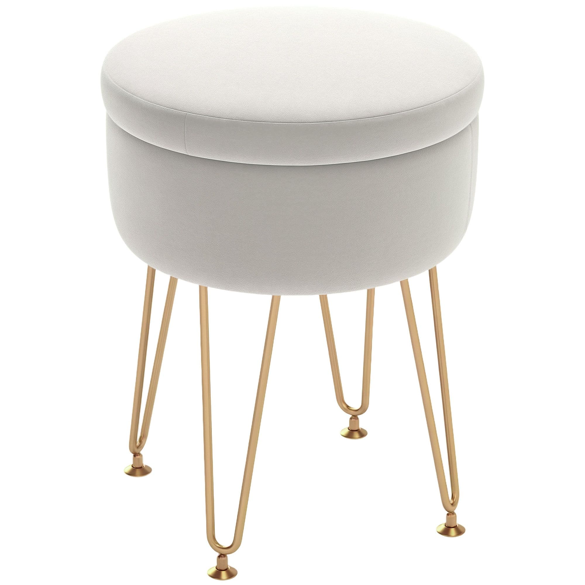 HOMCOM 5L Velvet Footstool with Removable Lid for Bedroom in Cream