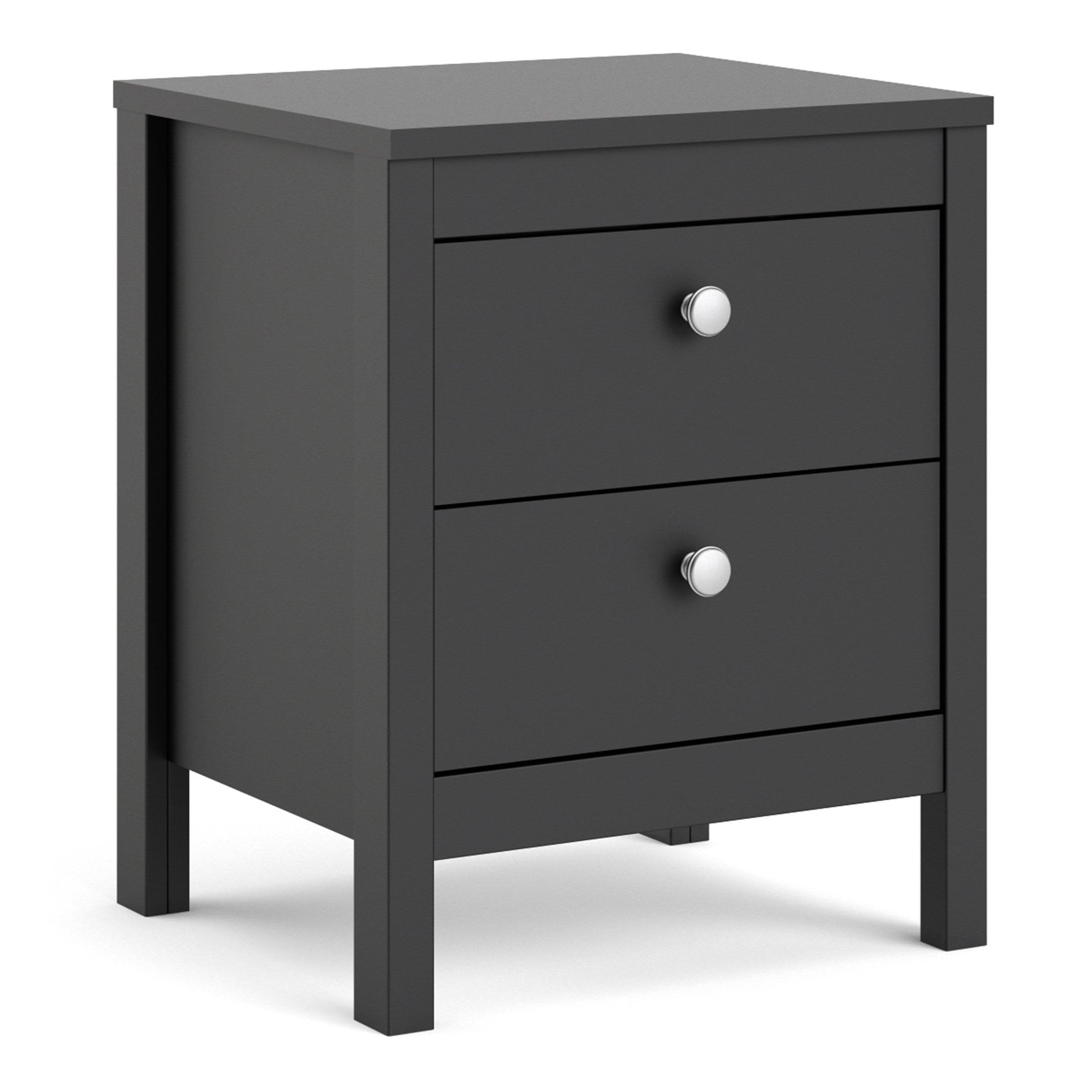 Furniture To Go Madrid Bedside Table 2 Drawers in Black