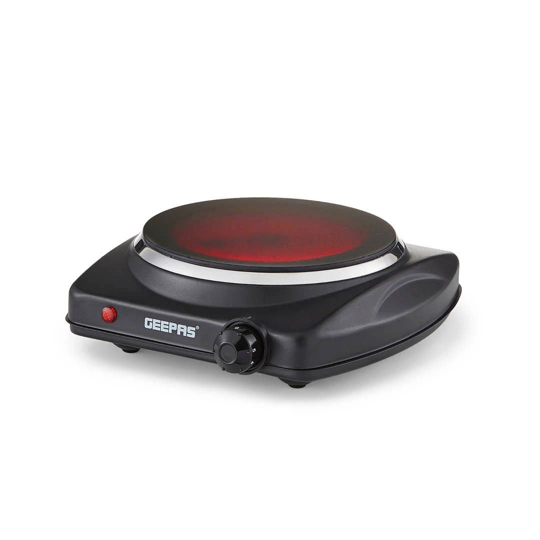Geepas Single Ceramic Hot Plate Infrared Portable Electric Cooktop Hob 1200W in Black