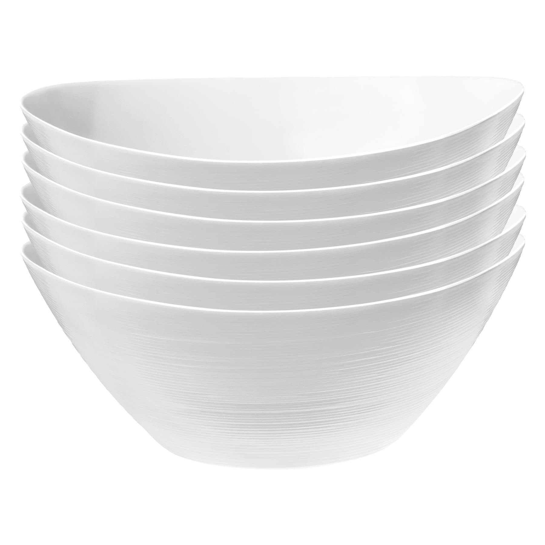Bormioli Rocco Prometeo Oval Glass Salad Bowls 25cm White Pack of 6