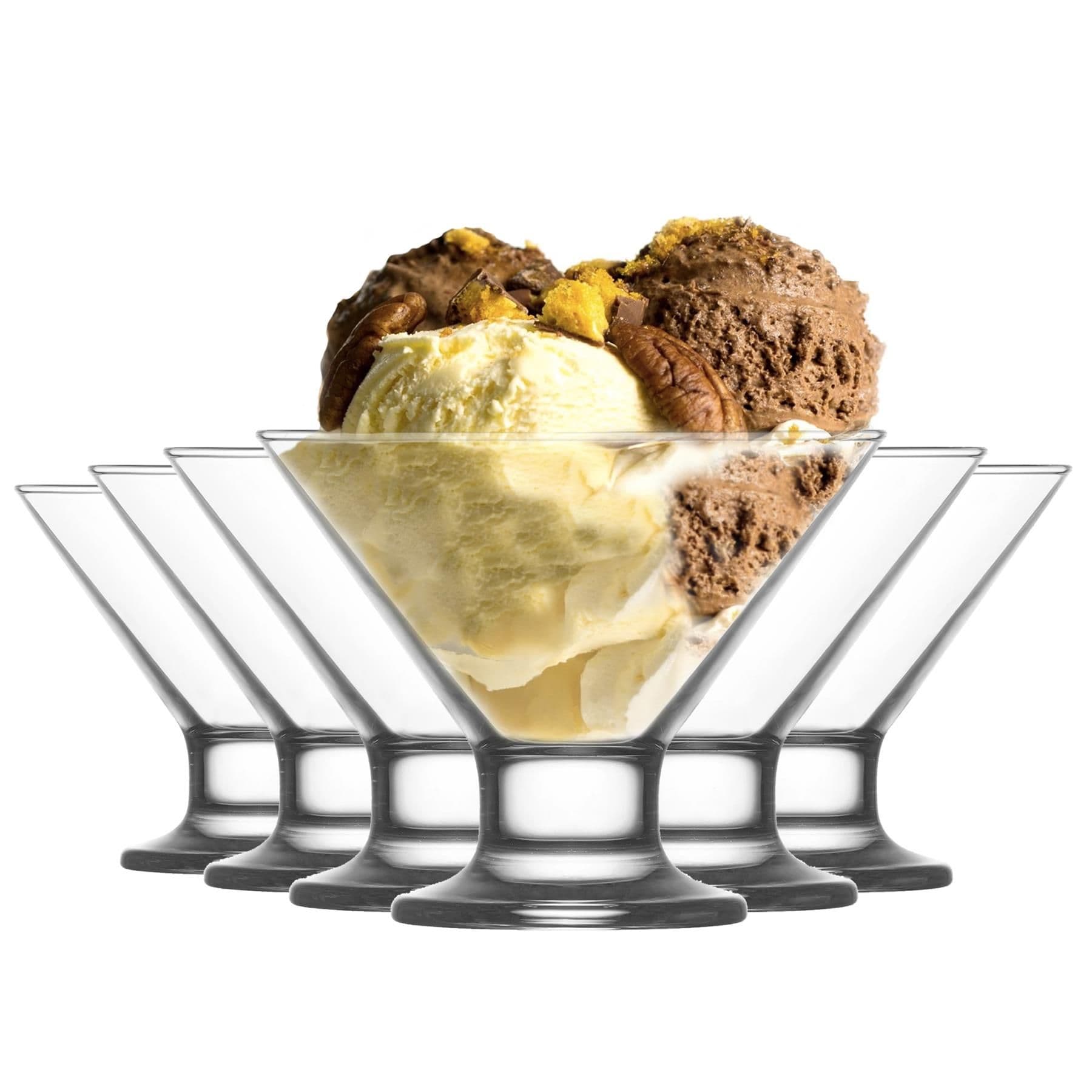 LAV Crema Glass Ice Cream Bowls 11cm Pack of 6 in Clear