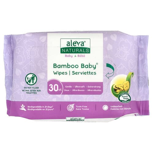 Aleva Naturals, Bamboo Baby® Wipes, 30 Wipes