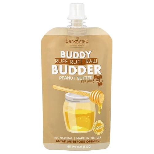 Bark Bistro, Buddy Budder, Peanut Butter, For Dogs, Ruff Ruff Raw, 4 oz (113 g)
