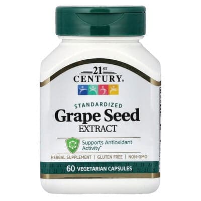 21st Century, Grape Seed Extract, Standardized, 60 Vegetarian Capsules (50 mg per Capsule)